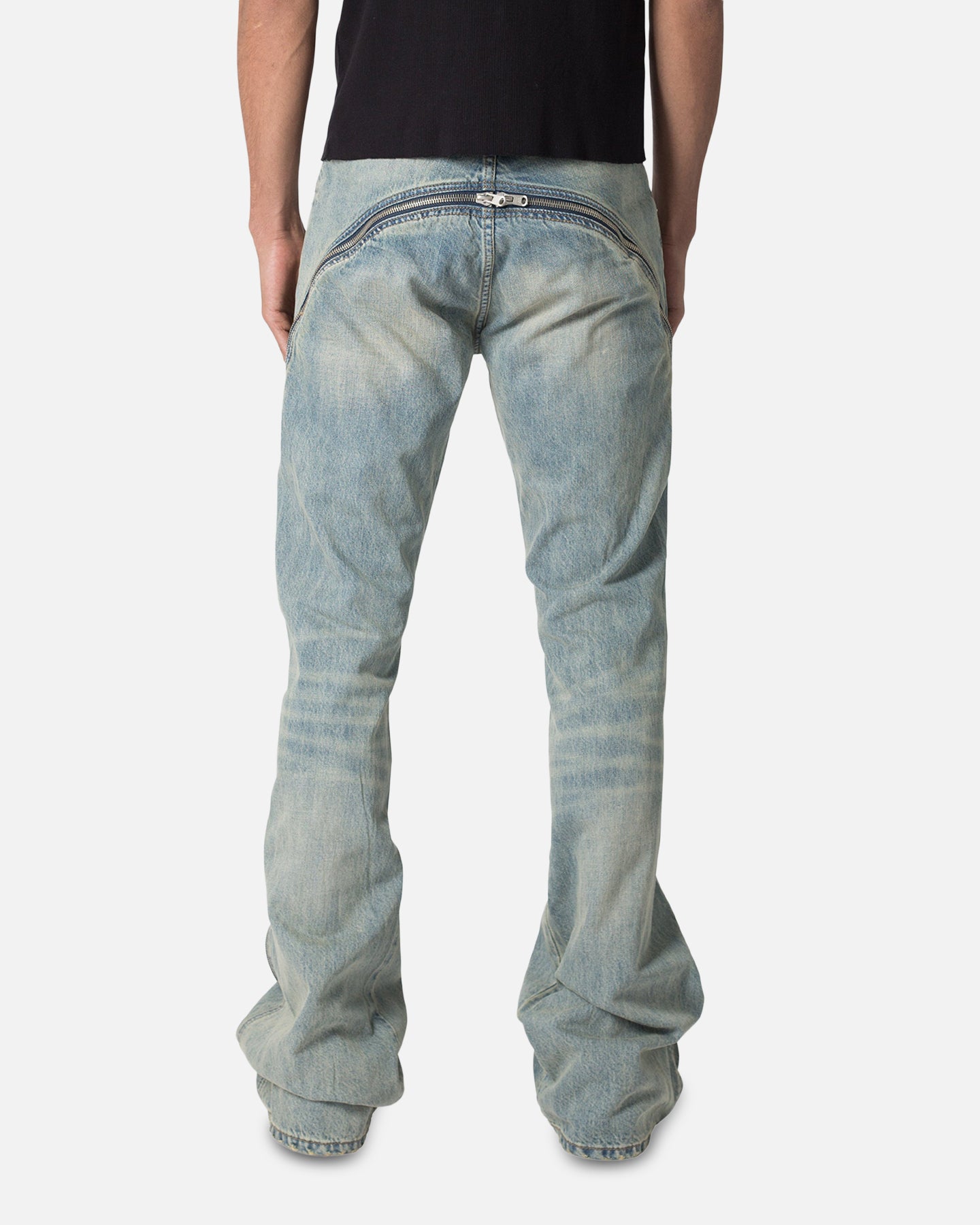 MNML D519 Zipper Flare Denim Jeans Vintage Blue、mySite、zt4zffjzw