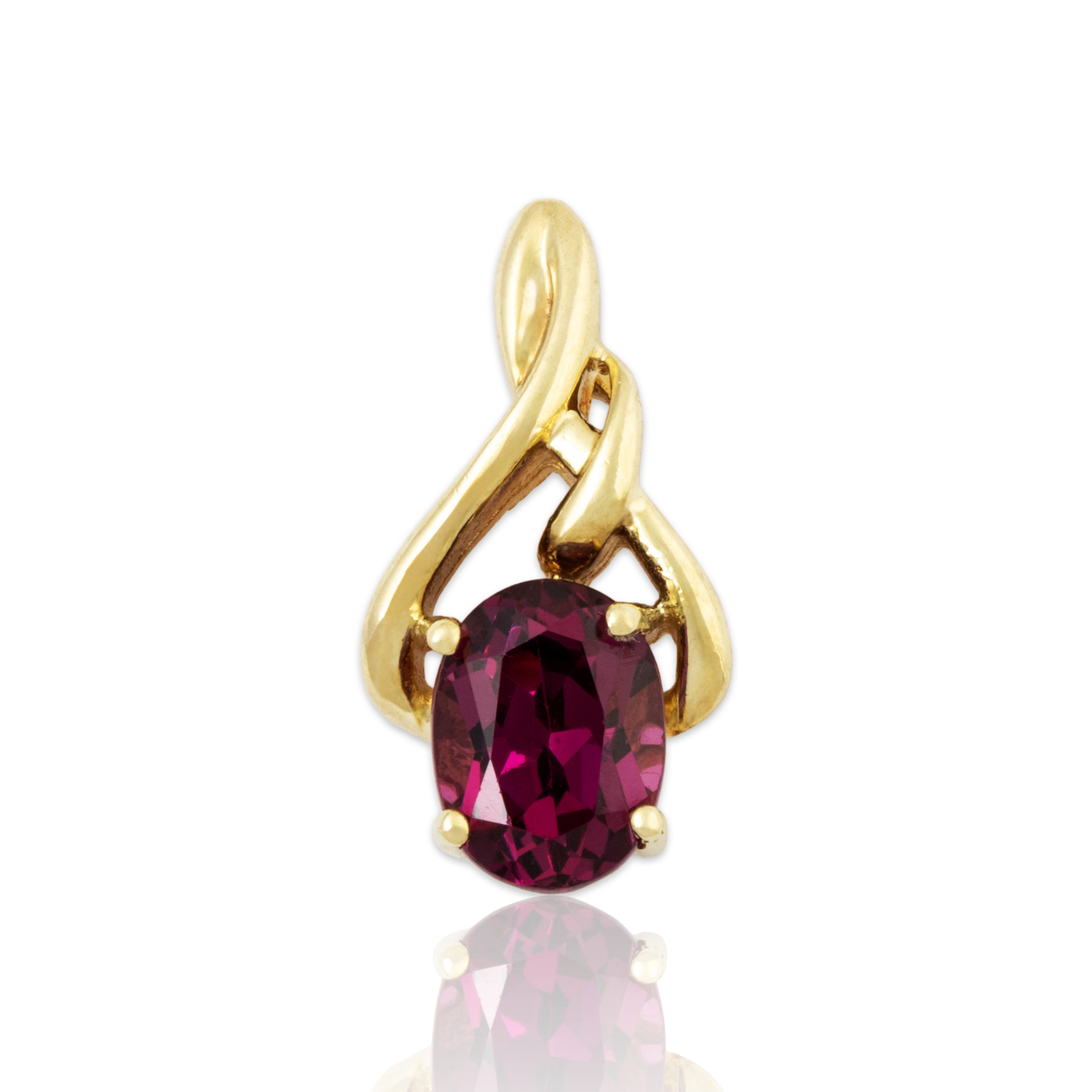 Vintage 14k Yellow Gold 1.7ct Rhodolite Garnet Chic Swirl Pendant、mySite、hinf8tx79