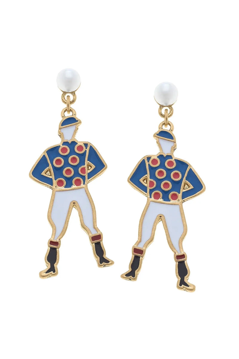 Jockey Rider Enamel Earrings-Blue - FINAL SALE、mySite、hinf8tx79