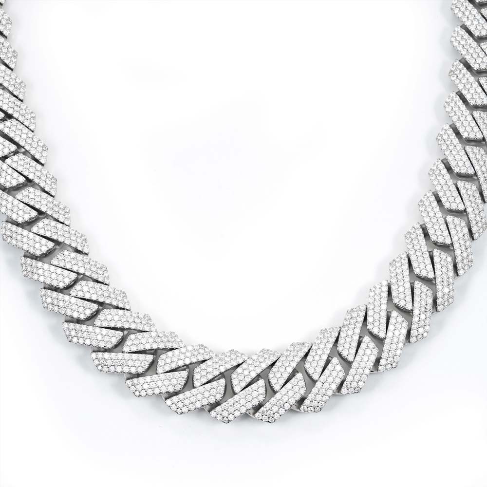 3 Row 20MM Prong Moissanite Cuban Link Chain 14K Gold、mySite、hinf8tx79