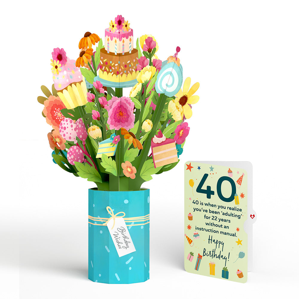 Sweet 40th Birthday Wishes Bouquet and Sentiment Set、mySite、solidvoid