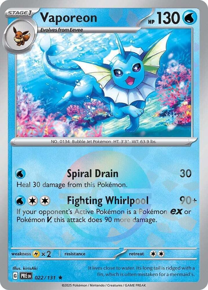Vaporeon (022/131) (Poke Ball Pattern) Scarlet & Violet: Prismatic Evolutions、mySite、waistdrama