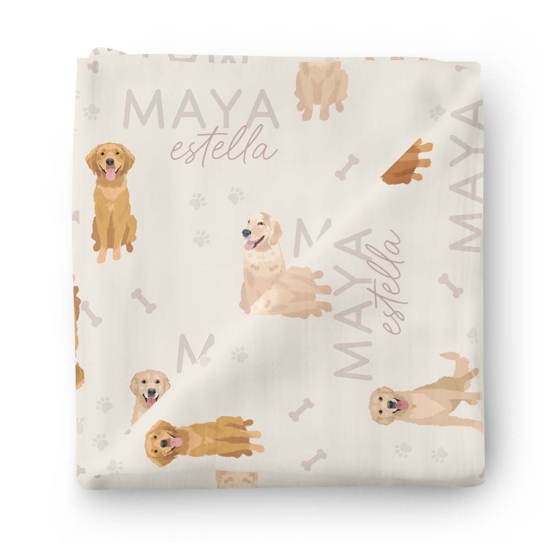  Personalized Baby Name Swaddle Blanket | Golden Retriever、mySite、layawaytickets