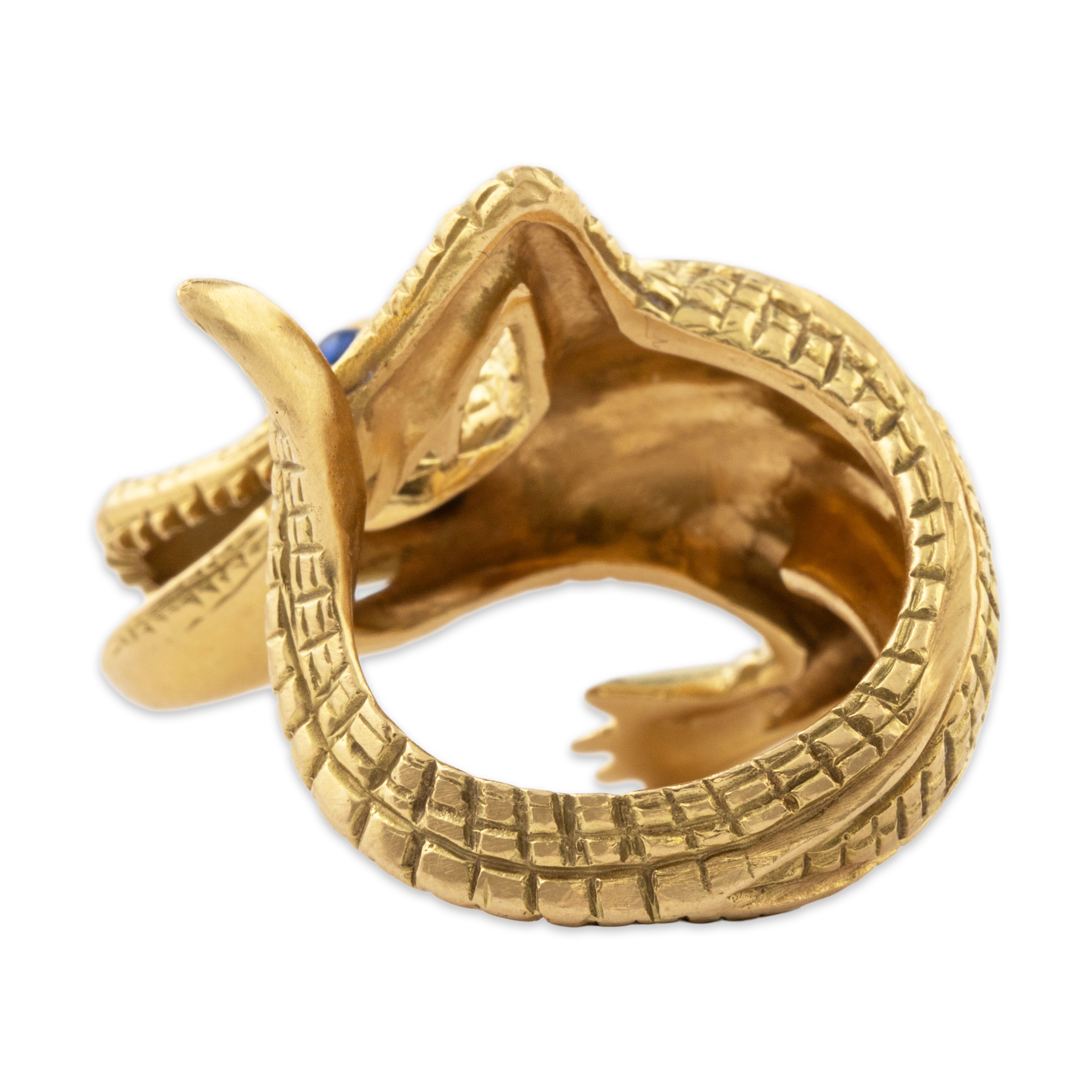 Vintage Heavy 18k Yellow Gold Sapphire Large Fierce Alligator Ring 7.00、mySite、hinf8tx79