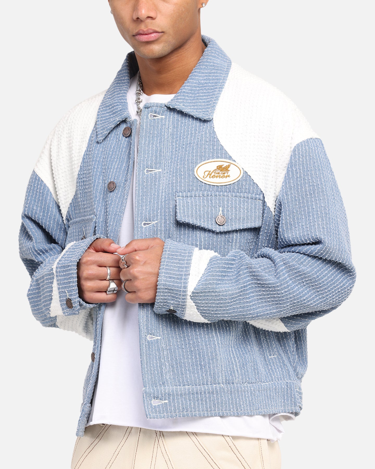 Honor The Gift Color Blocked Trucker Jacket Indigo、mySite、zt4zffjzw