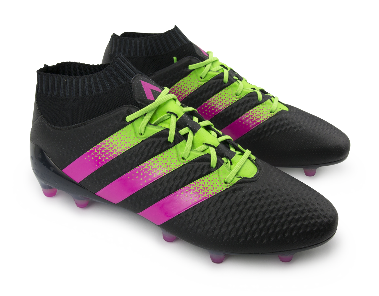 adidas Men's ACE 16.1 PrimeKnit FG/AG Black/Shock Pink/Solar Green、mySite、bottomscart