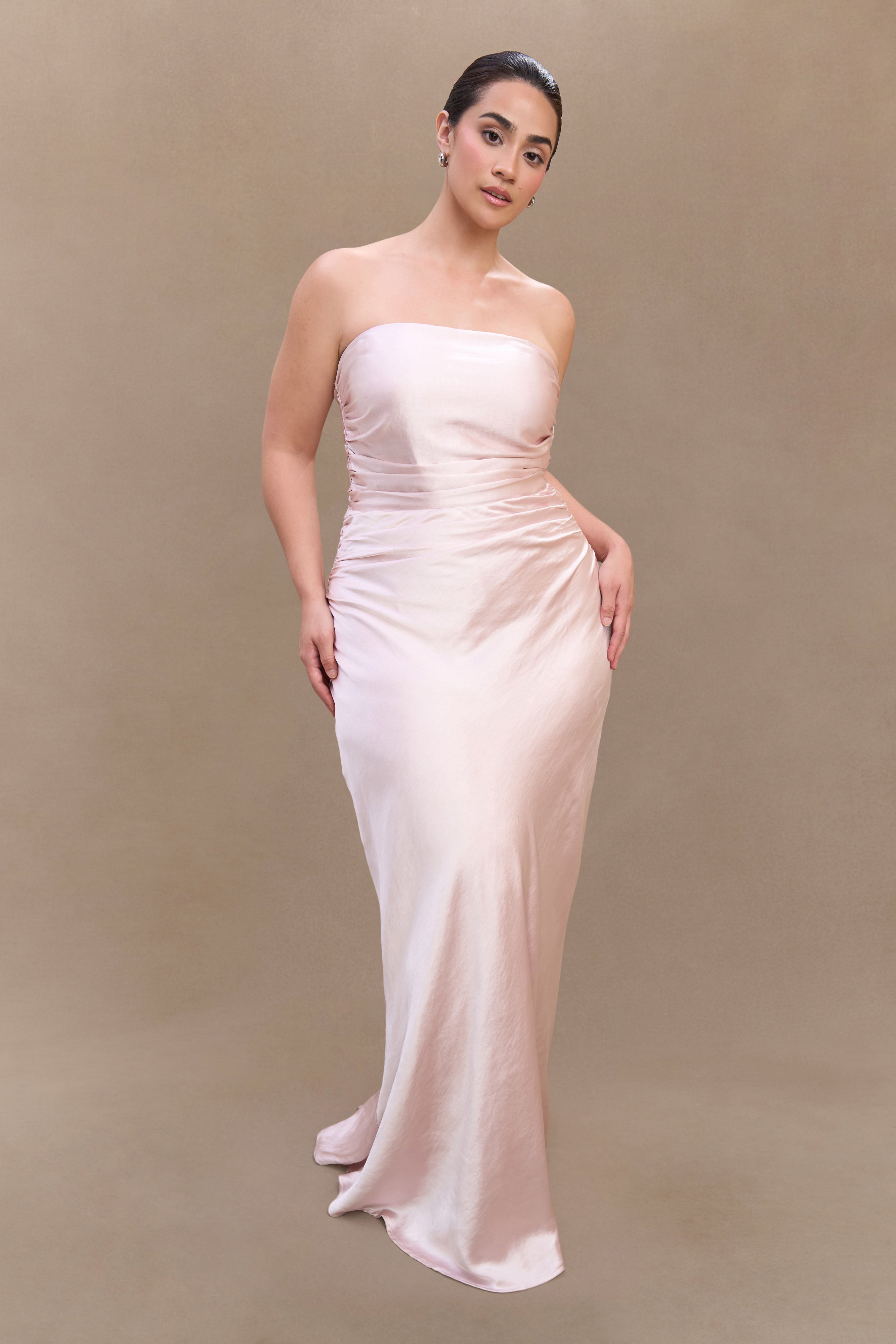 Cedar Strapless Satin Maxi Dress - Soft Pink、mySite、solidvoid