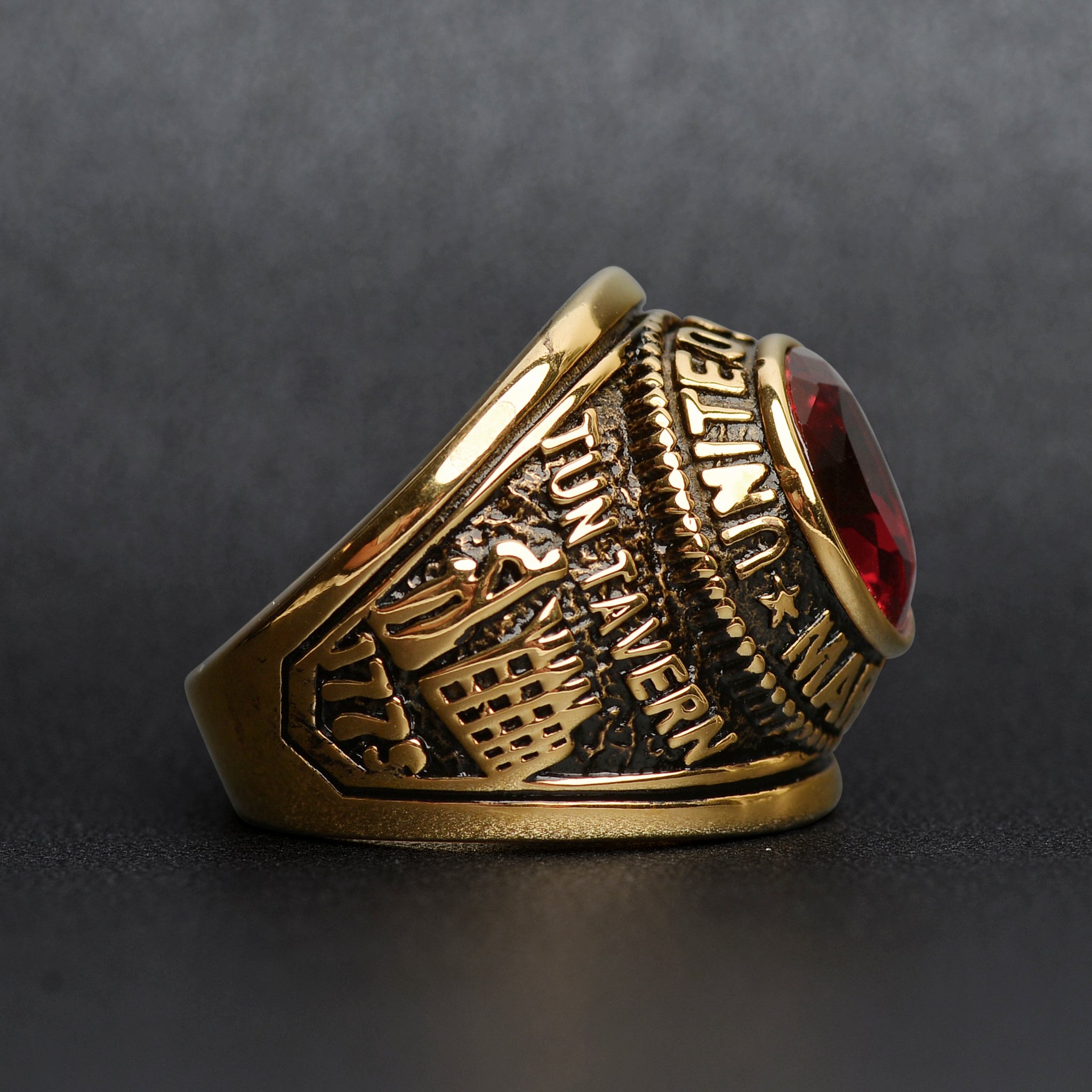 18K Gold PVD Stainless Steel Red Stone United States Marines Ring / MCR6002、mySite、dreamappss