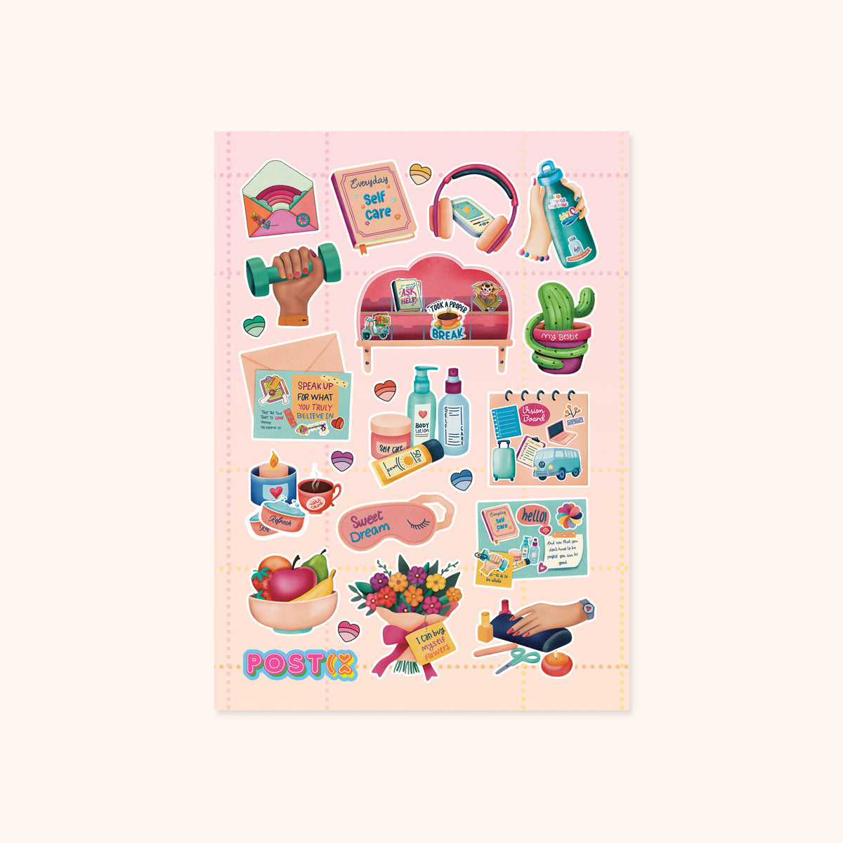  Self-Care Checklist A6 Sticker Sheet、mySite、ghnorth