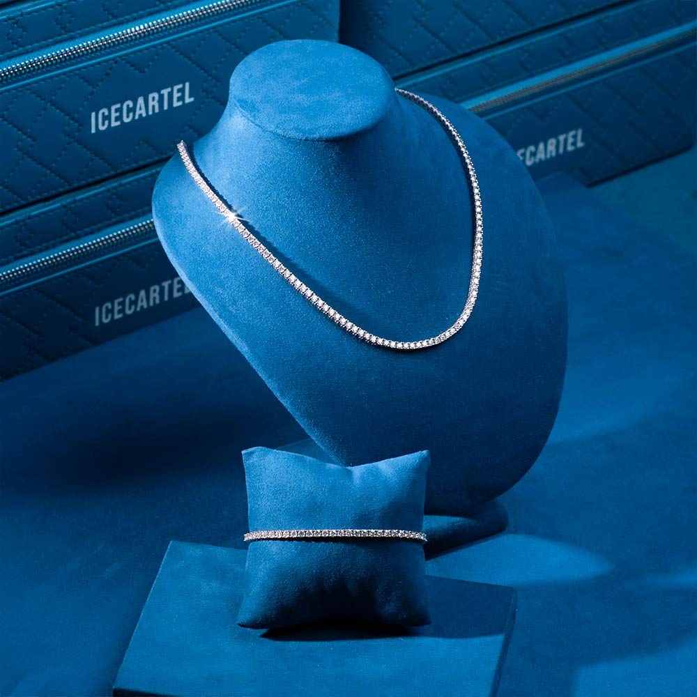 3MM Moissanite Tennis Chain/Bracelet Bundle 14K Gold、mySite、hinf8tx79