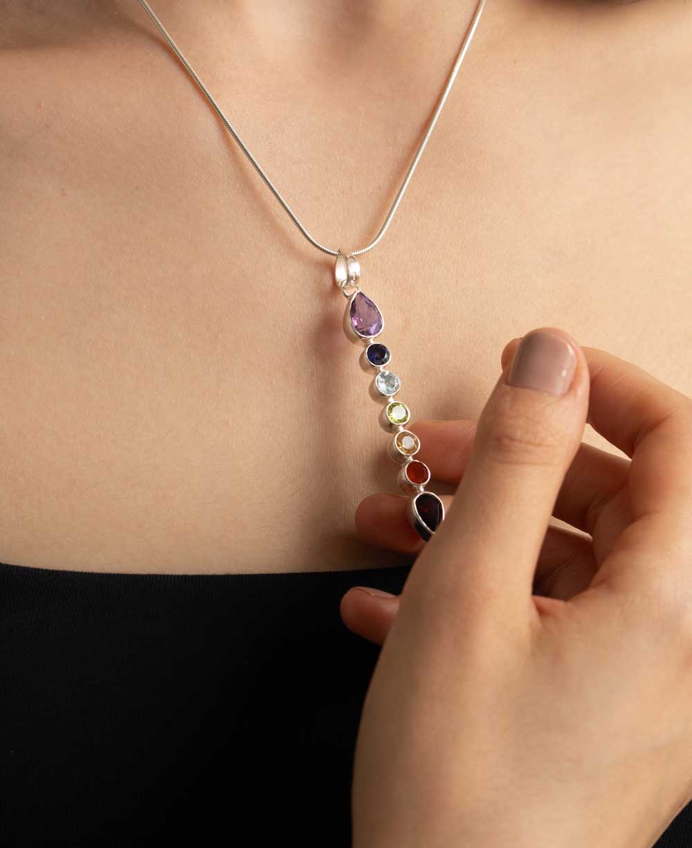 7 Gemstones Sterling Silver Chakra Pendant、mySite、topwebapps