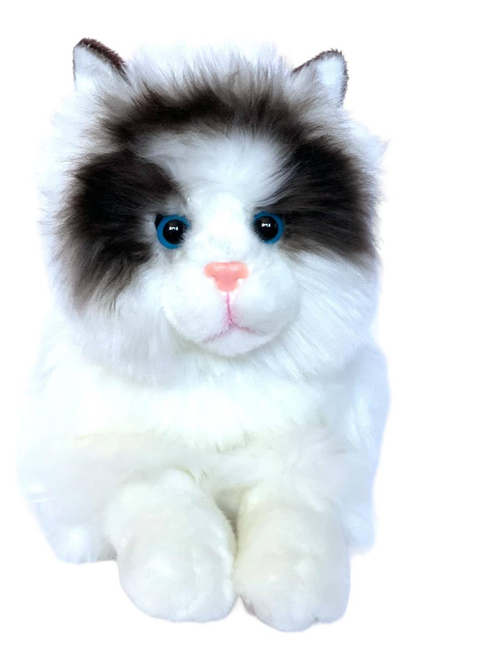 Ragdoll Cat Fluffy White & Black Kitten Stuffed Animal by Auswella 16 Plush- Laying、mySite、g9winljtr