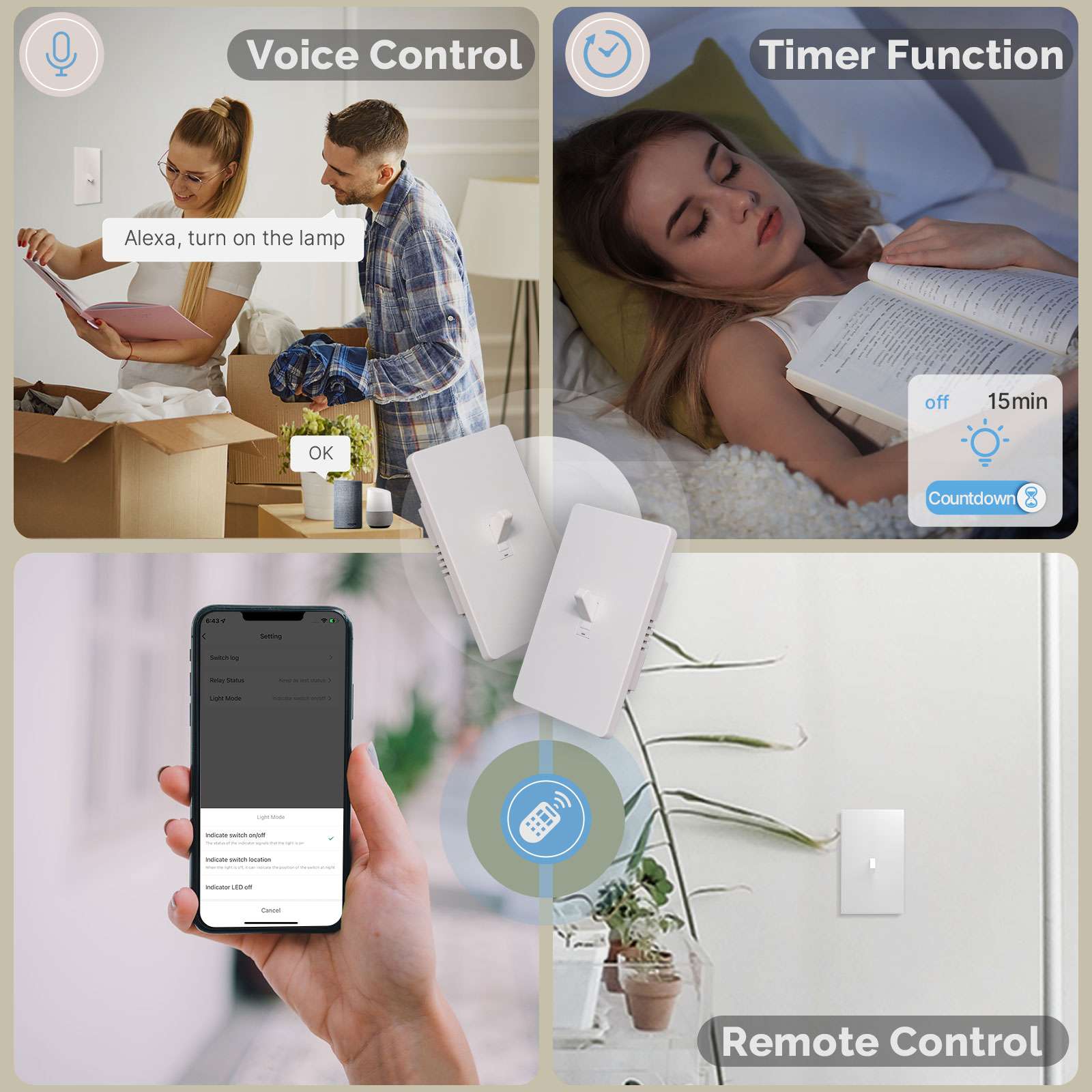 WiFi Smart Toggle Style Switch US Neutral Wire Required 3-Way Switch App Remote Control、mySite、fannypackpong