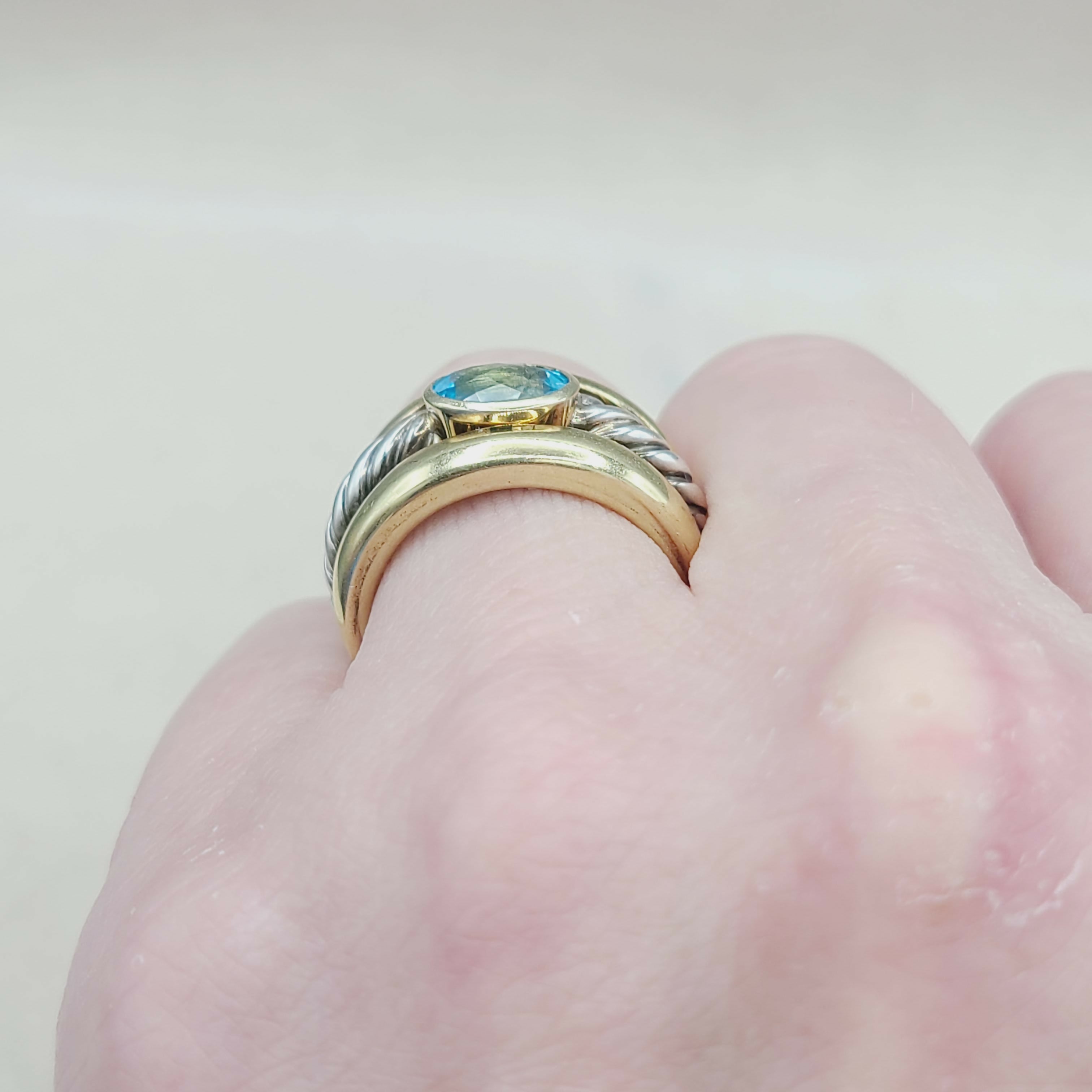 David Yurman Triple Row Stack Ring Blue Topaz & 18K Gold、mySite、hinf8tx79