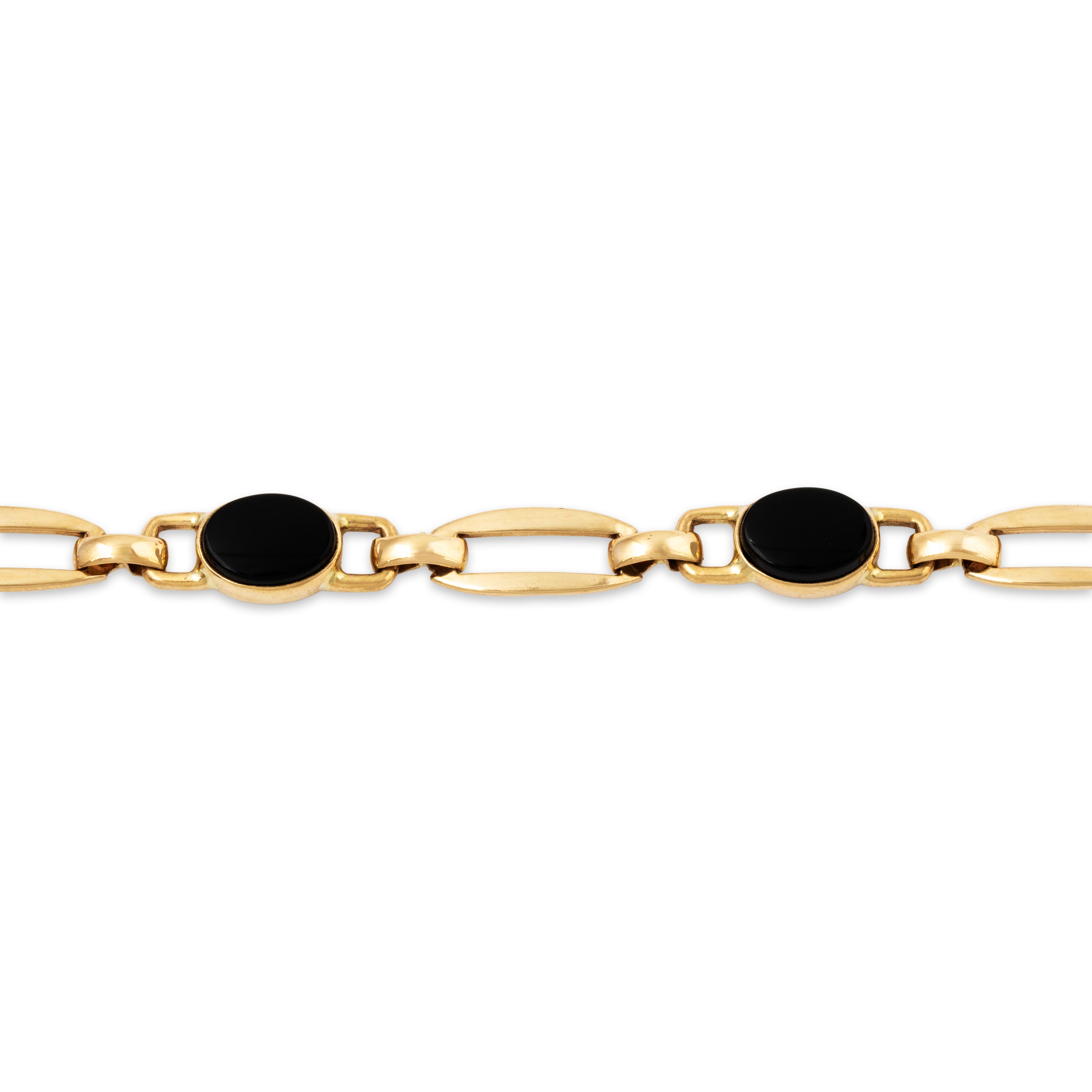 Vintage 14k Yellow Gold 3.7cttw Onyx Oblong Link Bracelet 7.25、mySite、hinf8tx79