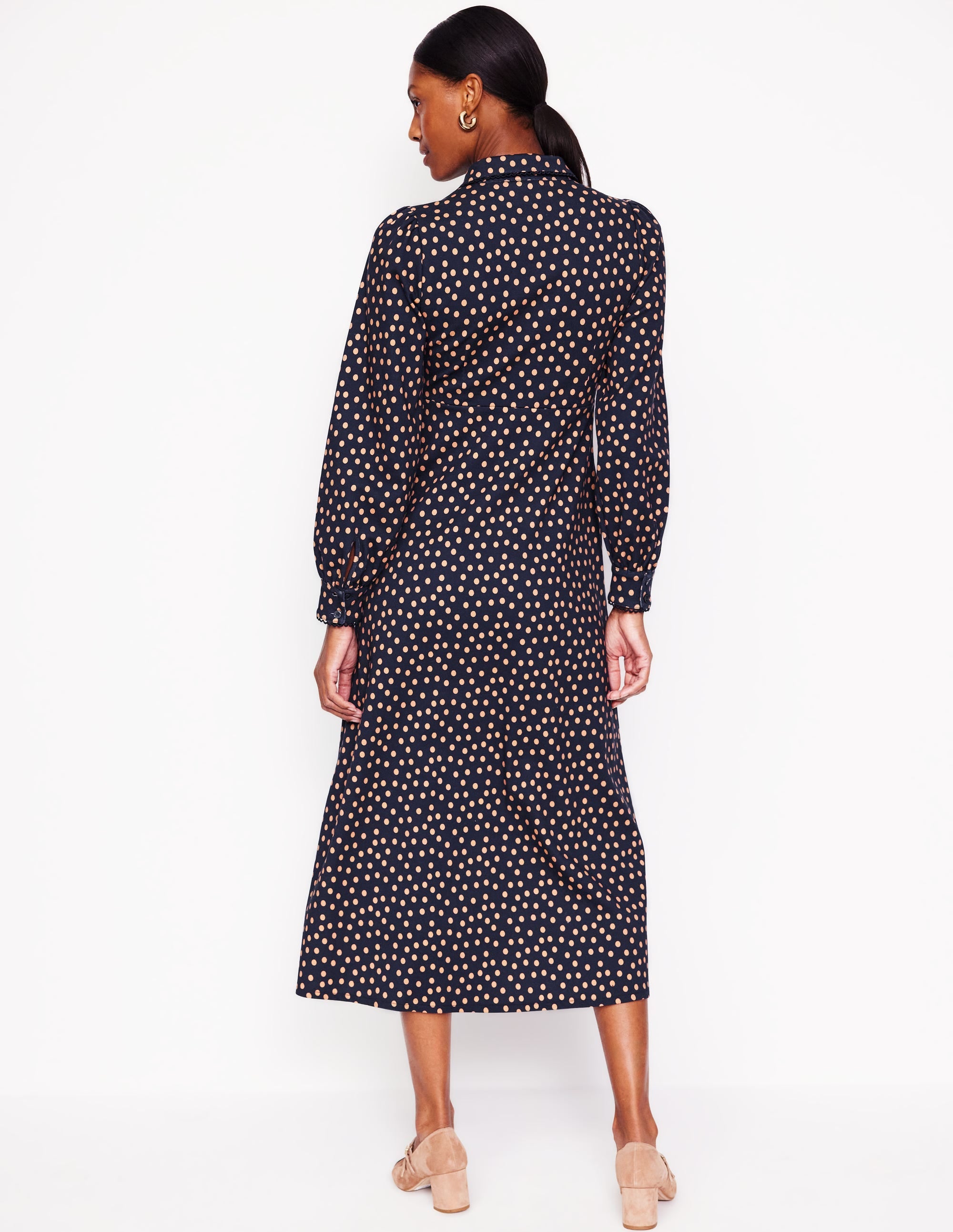  Piping Zip-up Ponte Dress-French Navy, Abstract Dot、mySite、ashleygrahame