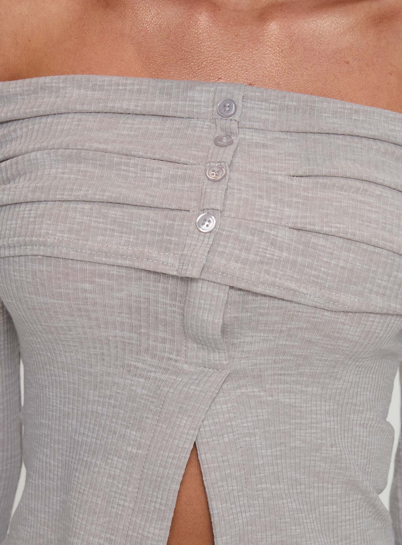 Victorea Off Shoulder Top Grey、mySite、solidvoid