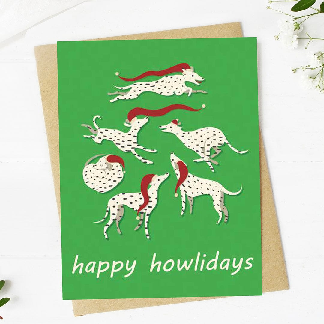  Happy Howlidays Dalmatians in Christmas Hats Card、mySite、ghnorth