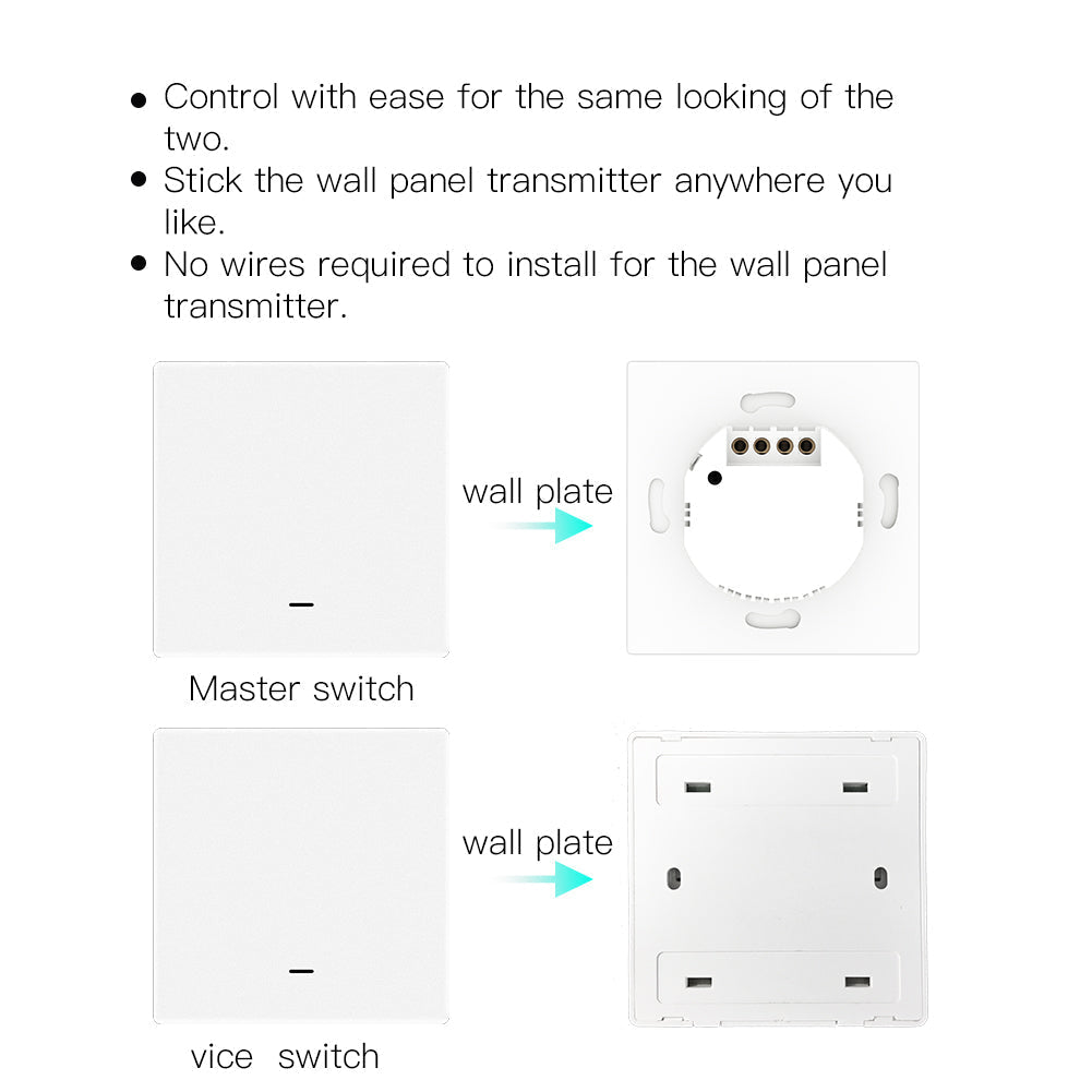 WiFi RF433 Smart Light 2 Way Multi-control Push Button Switch Neutral Wire EU、mySite、fannypackpong