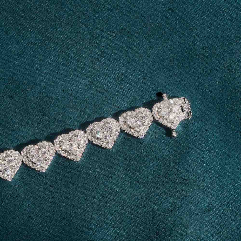 8MM Moissanite Heart Link Bracelet 14K Gold、mySite、hinf8tx79