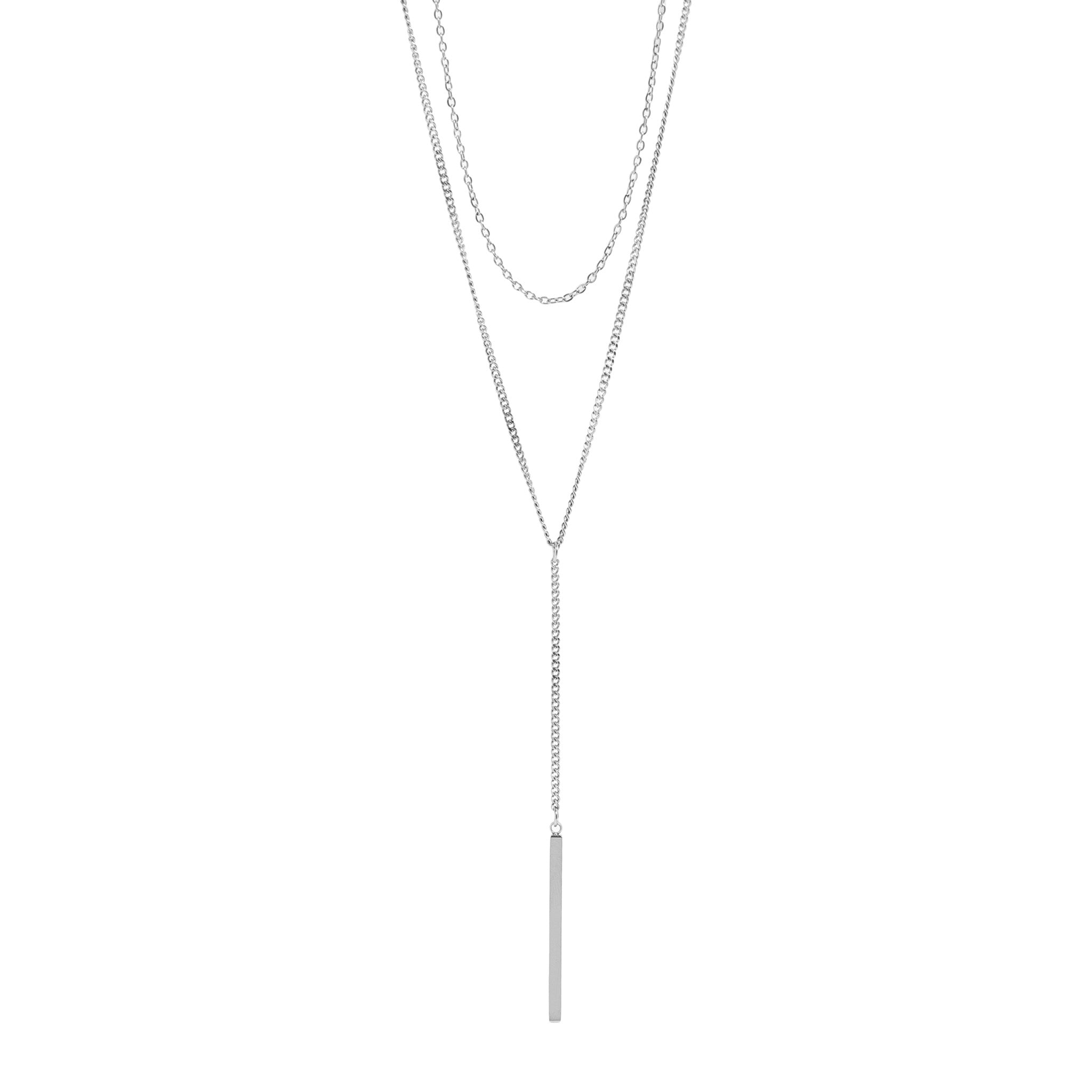 18K Gold PVD Stainless Steel Y-Shaped Bar Pendant Layered Lariat Necklace / CHN0018、mySite、dreamappss