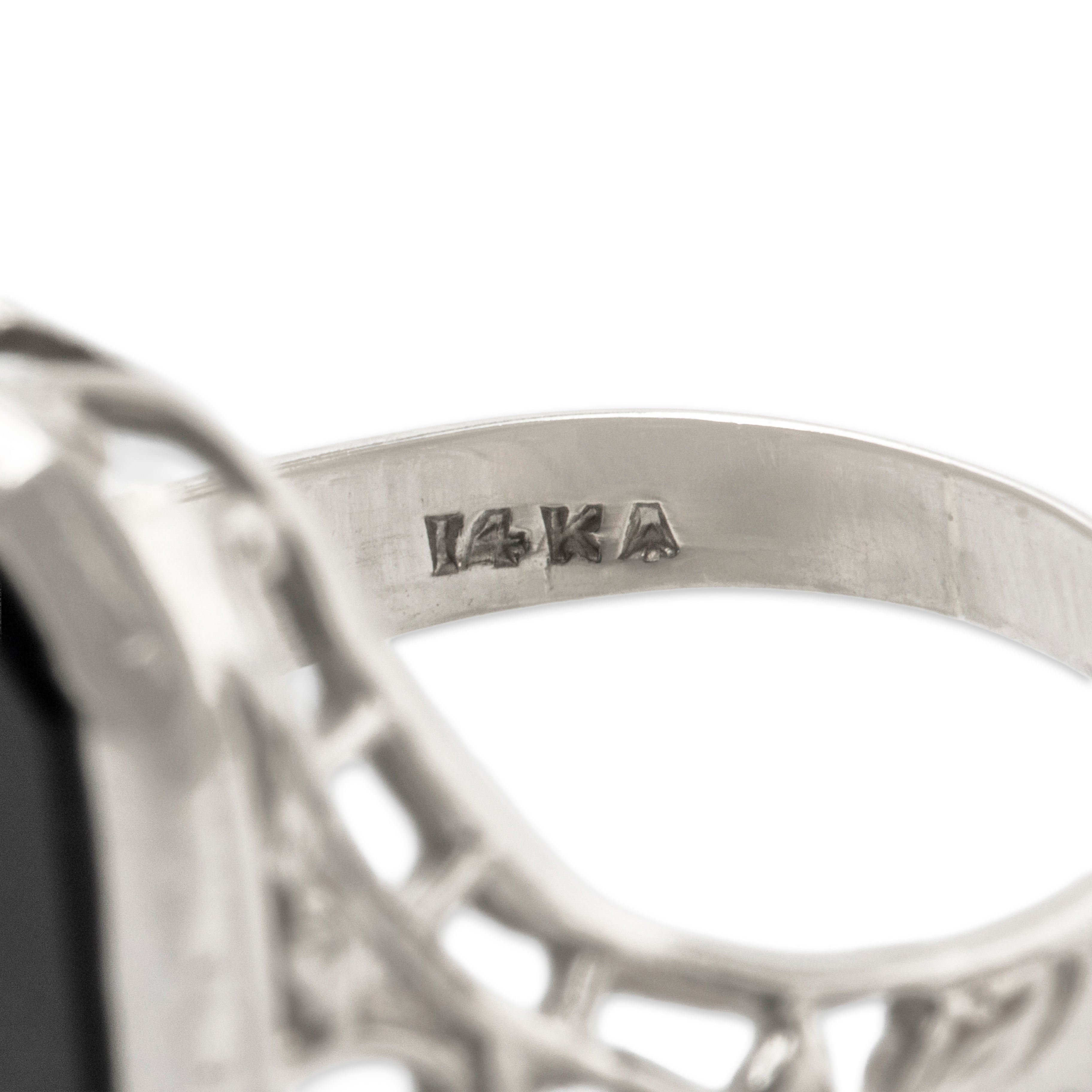 Antique Art Deco 14k White Gold 2.98ct Onyx Diamond Ring 4.25、mySite、hinf8tx79