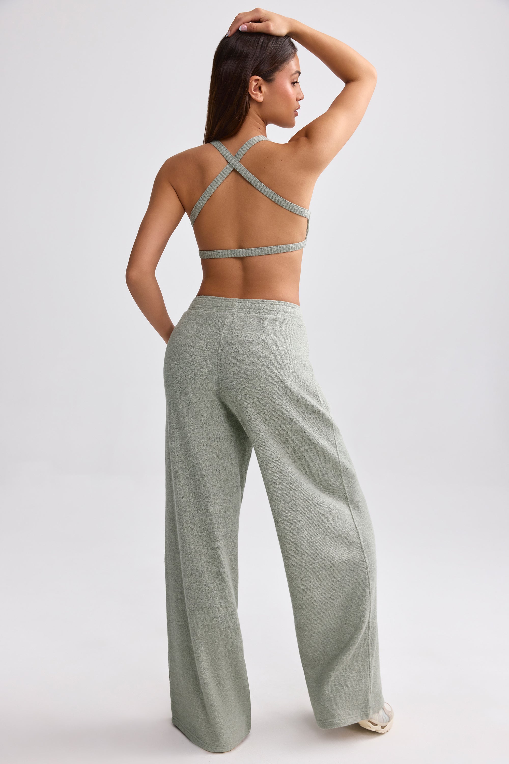 Petite Terry Towelling Wide-Leg Joggers in Sage Grey、mySite、solidvoid
