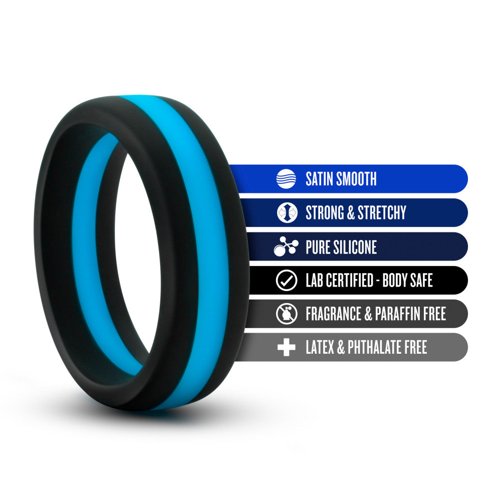 Performance By Blush® | Pro: Blue & Black Penis Ring - Made with Puria™ Silicone、mySite、bottomscart