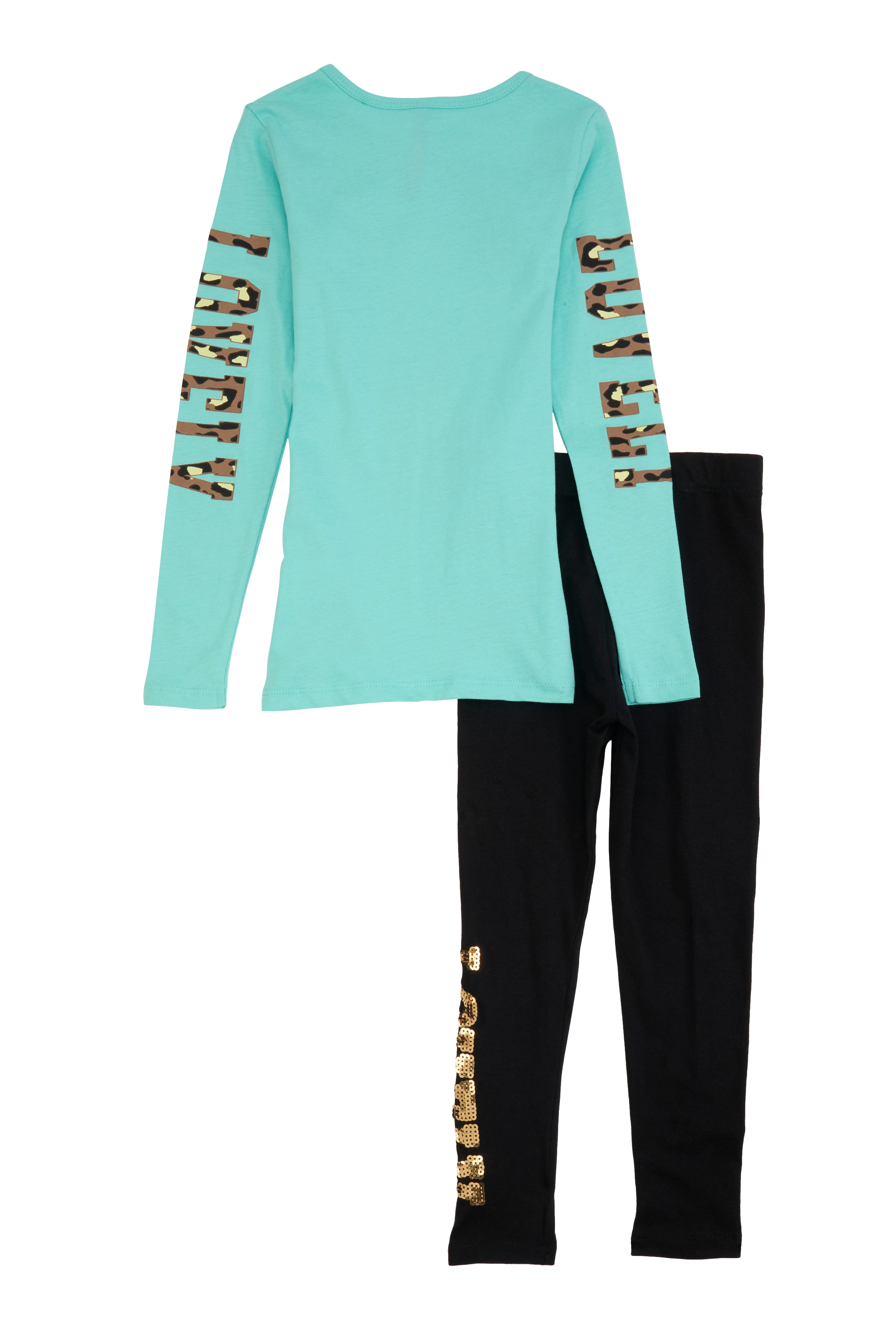 Girls Lovely Bear Sequin Graphic Tee and Leggings、mySite、camillekostekn