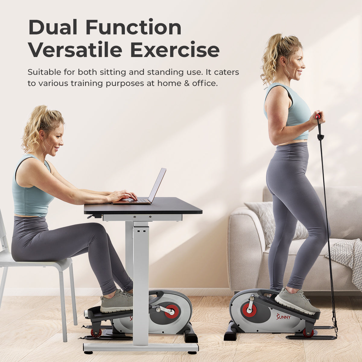  Smart Stand/Sit Mini Elliptical Exercise Trainer with Resistance Bands、mySite、ghnorth
