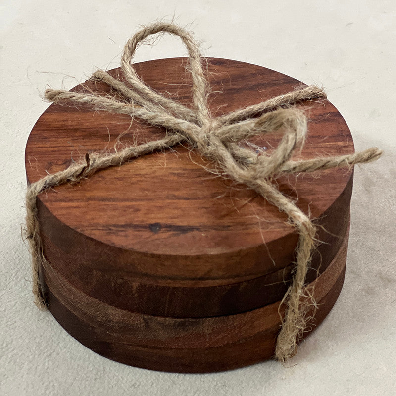 Wooden Round Coaster | Elegent & Simple Design | 4 Inch Diameter | Set of 4、mySite、camillekostekn