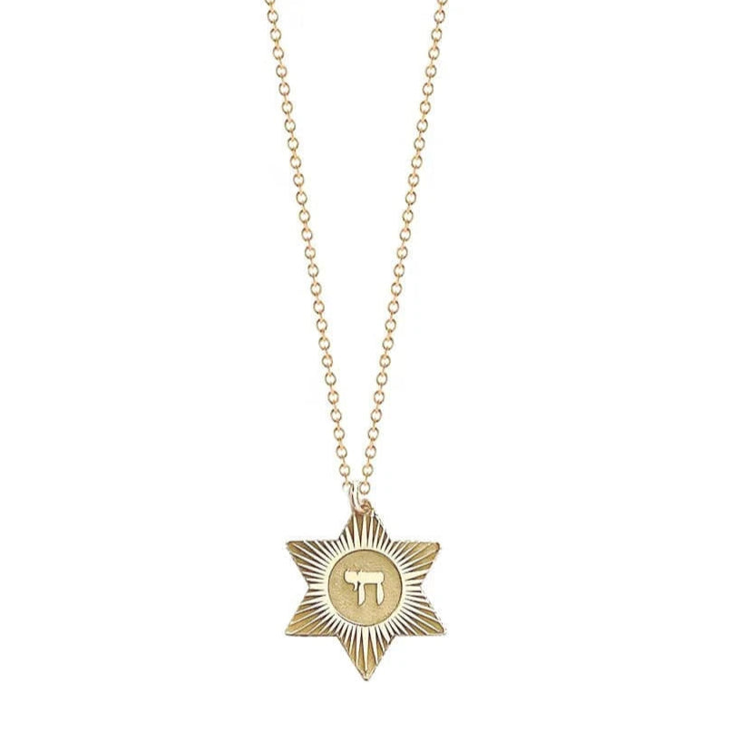 Chai Star of David Necklace by Miriam Merenfeld - (Sterling Silver or Gold-Plated)、mySite、topwebapps