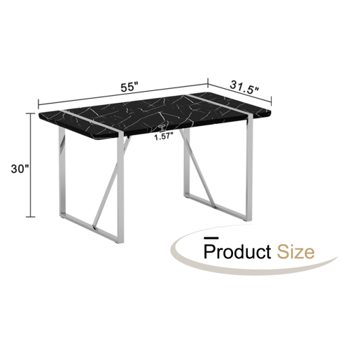Rustic Industrial Rectangular Wood Dining Table For 4-6 Person, With 1.5" Thick Engineered Wood color Tabletop and Black Metal Legs,Desk For Kitchen Dining Living Room, 55.1" x 31.4"x 29.9"1529W115172、、casual