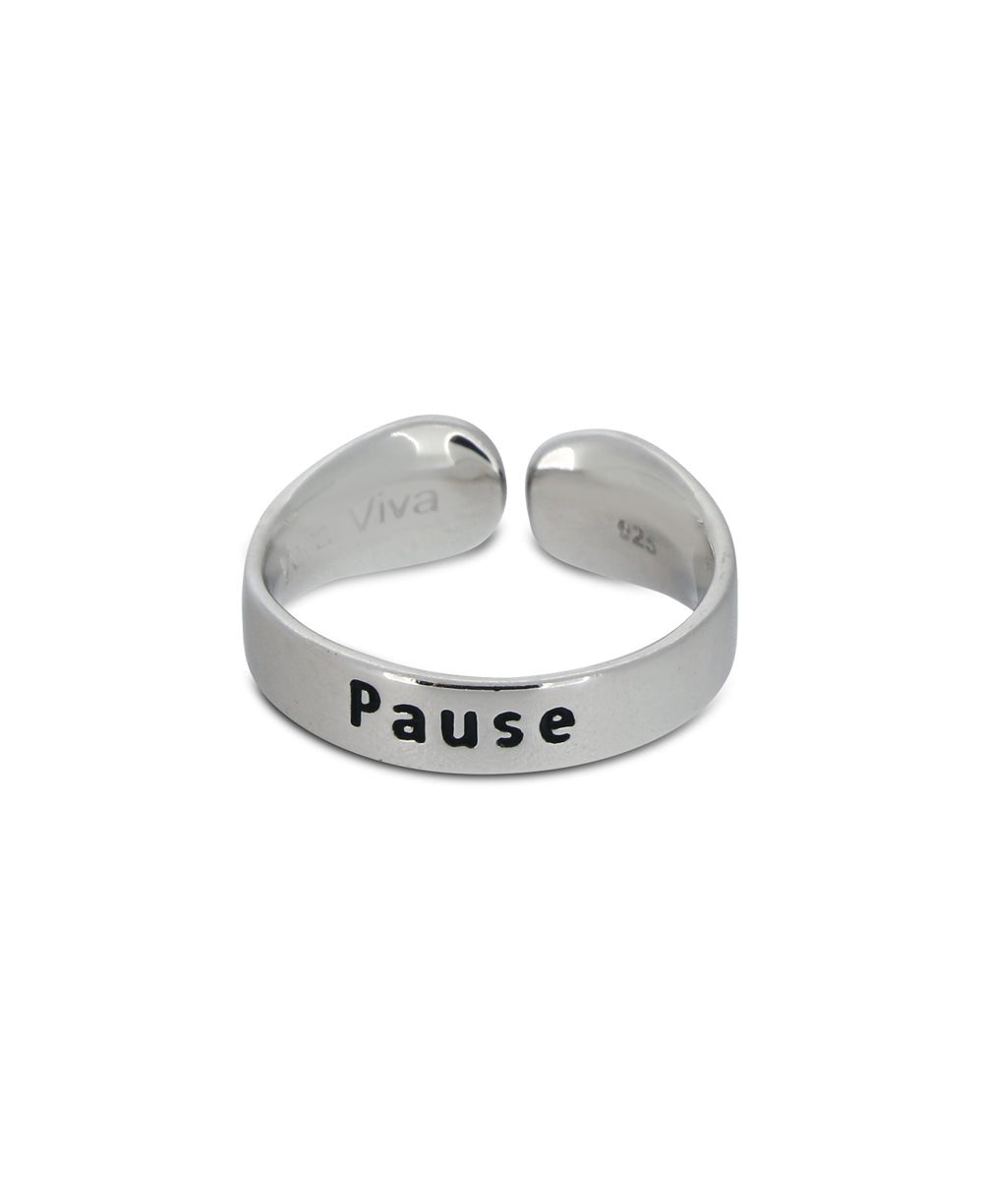 Pause Mindful Sterling Silver Adjustable Ring、mySite、topwebapps