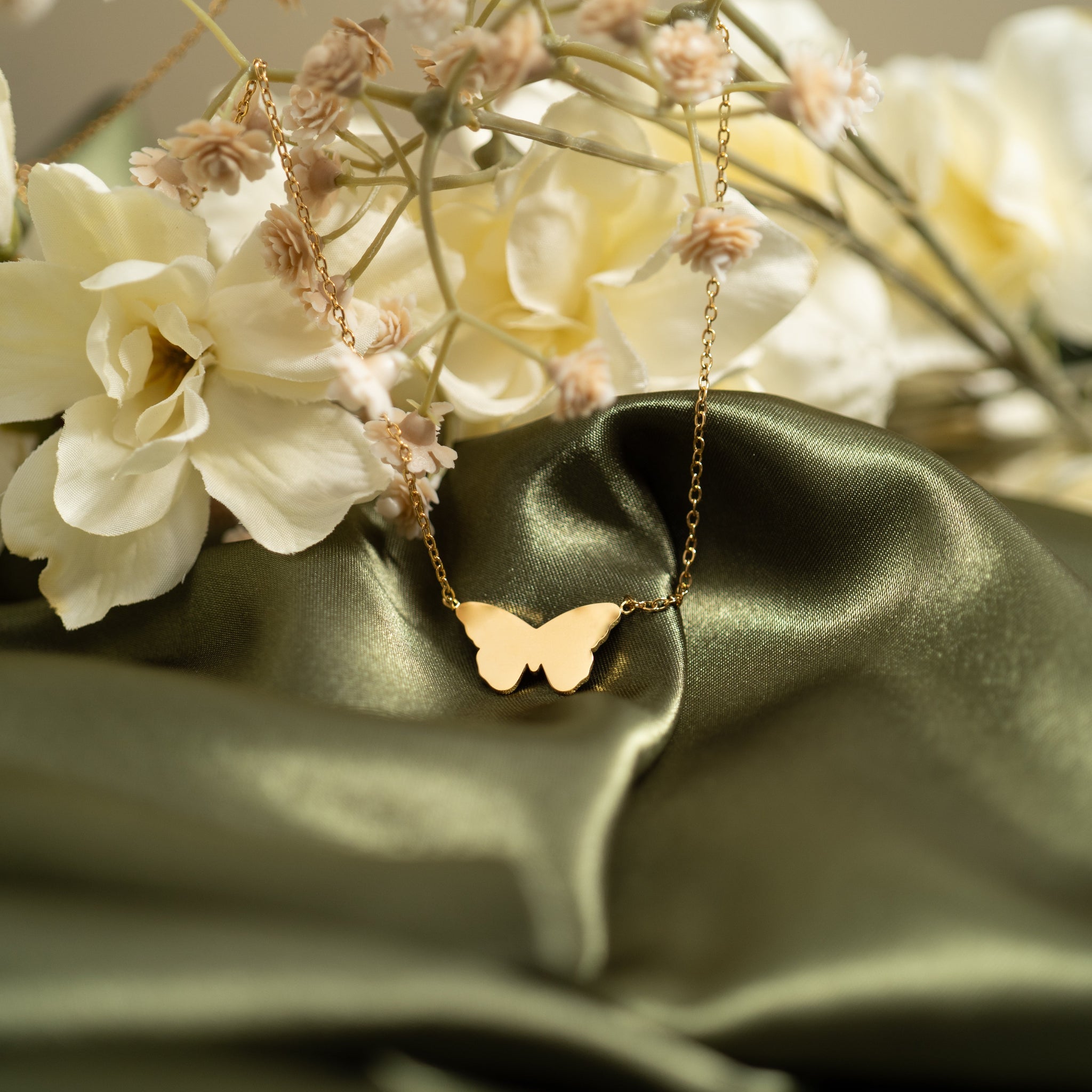 18K Gold PVD Stainless Steel Blank Engravable Butterfly Necklace / CHN0084、mySite、dreamappss