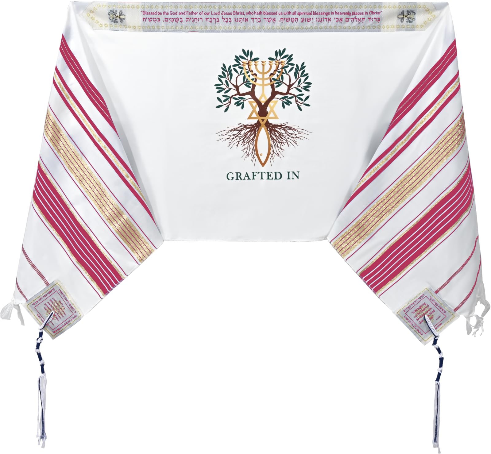 Holy Land Market Grafted IN - Messianic Christian Prayer Shawl/Tallit Prayer Shawl - Creation and Restoration Talit、mySite、topwebapps