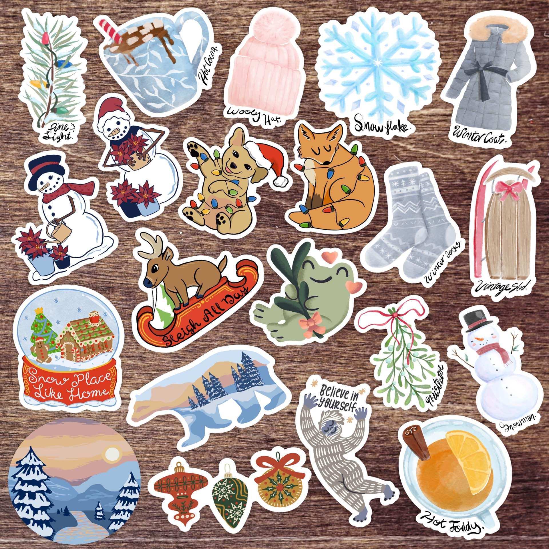  Winter Fun & Watercolor Stickers 21 Pack、mySite、ghnorth