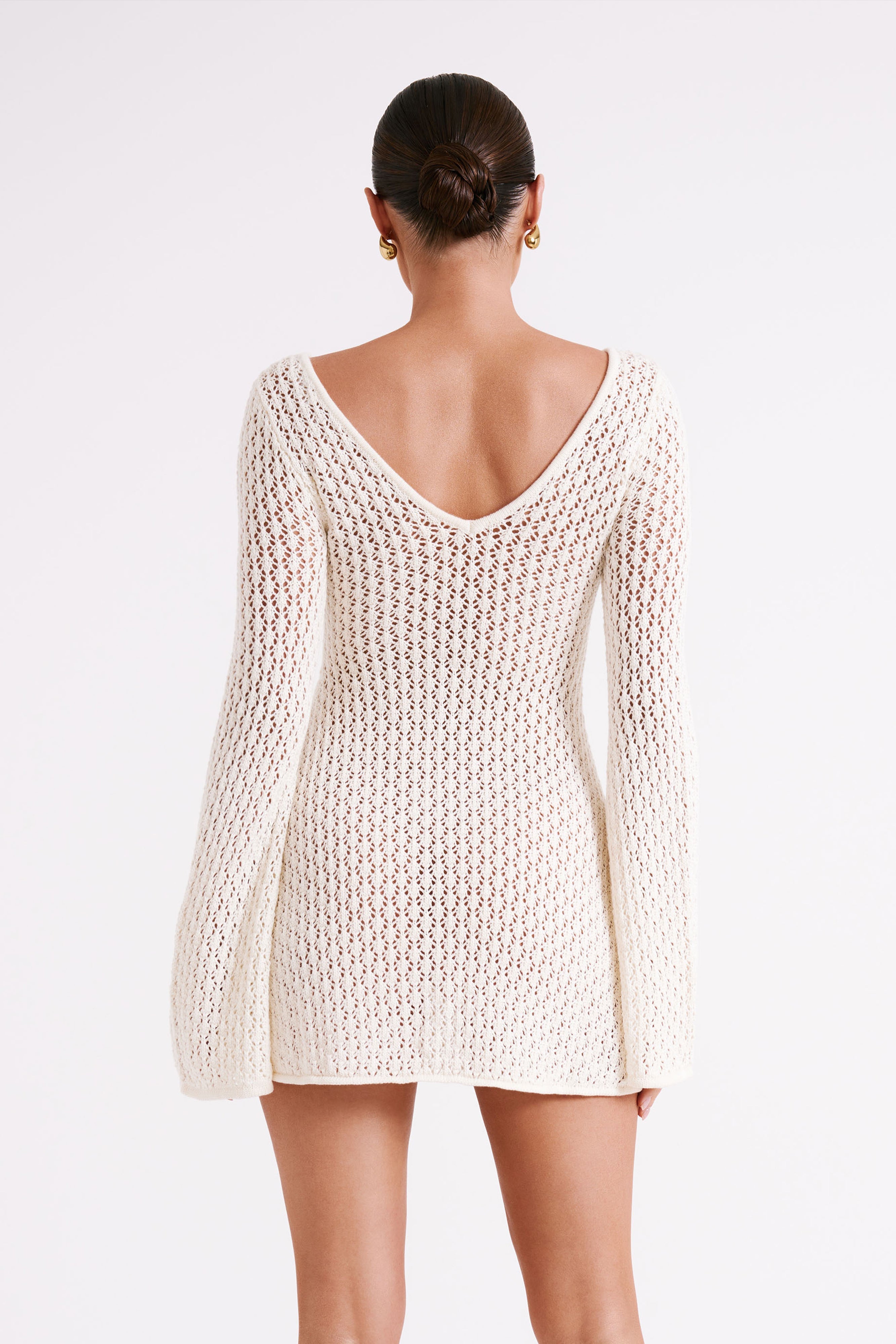 Kayleigh Crochet Knit Mini Dress - White、mySite、solidvoid