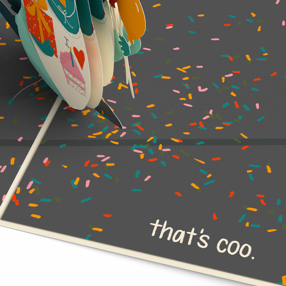 ‘That’s Coo’ Funny Pigeon Birthday Pop-Up Card、mySite、solidvoid