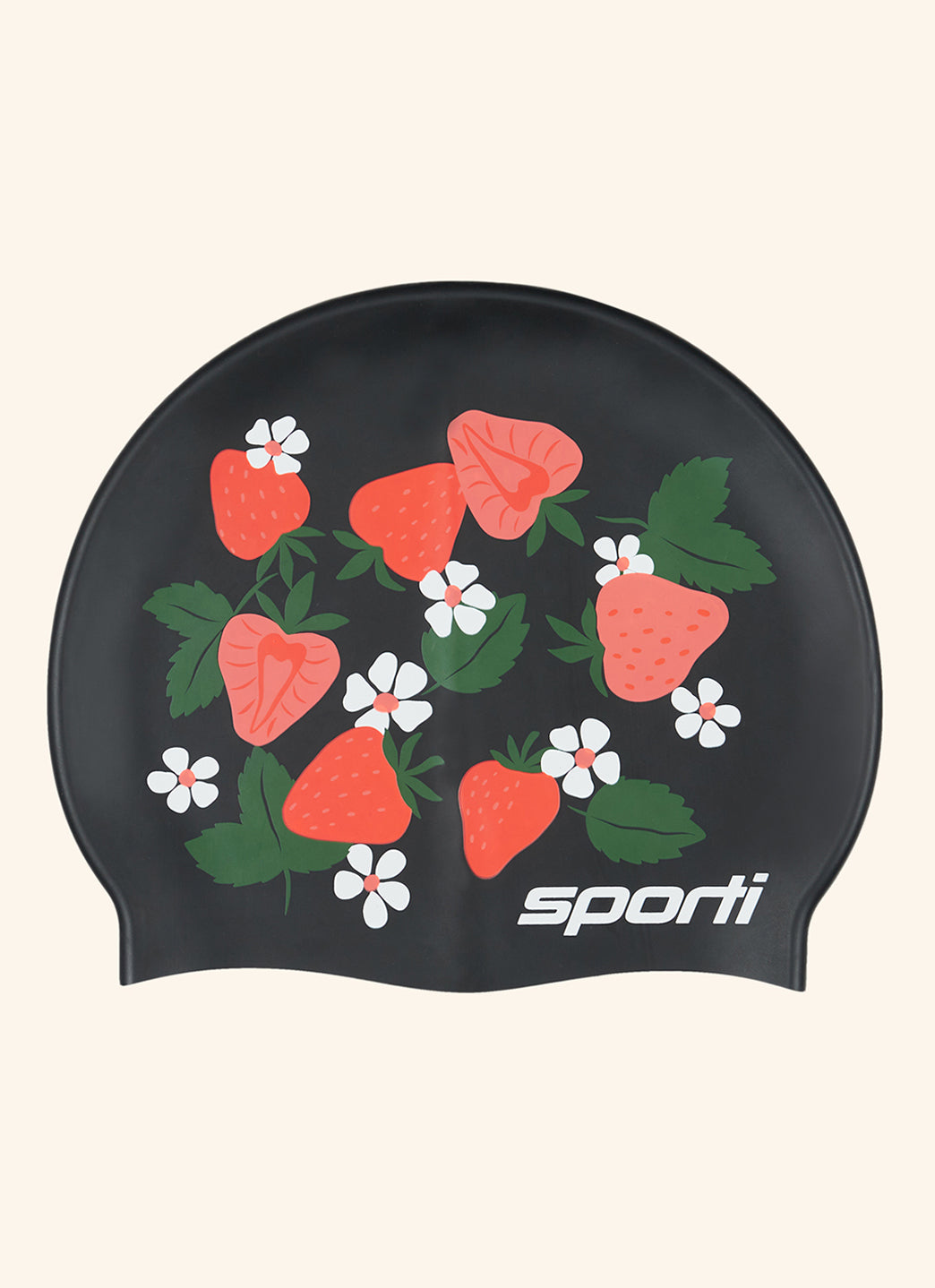 Sporti Strawberry Fields Silicone Swim Cap、mySite、noshort