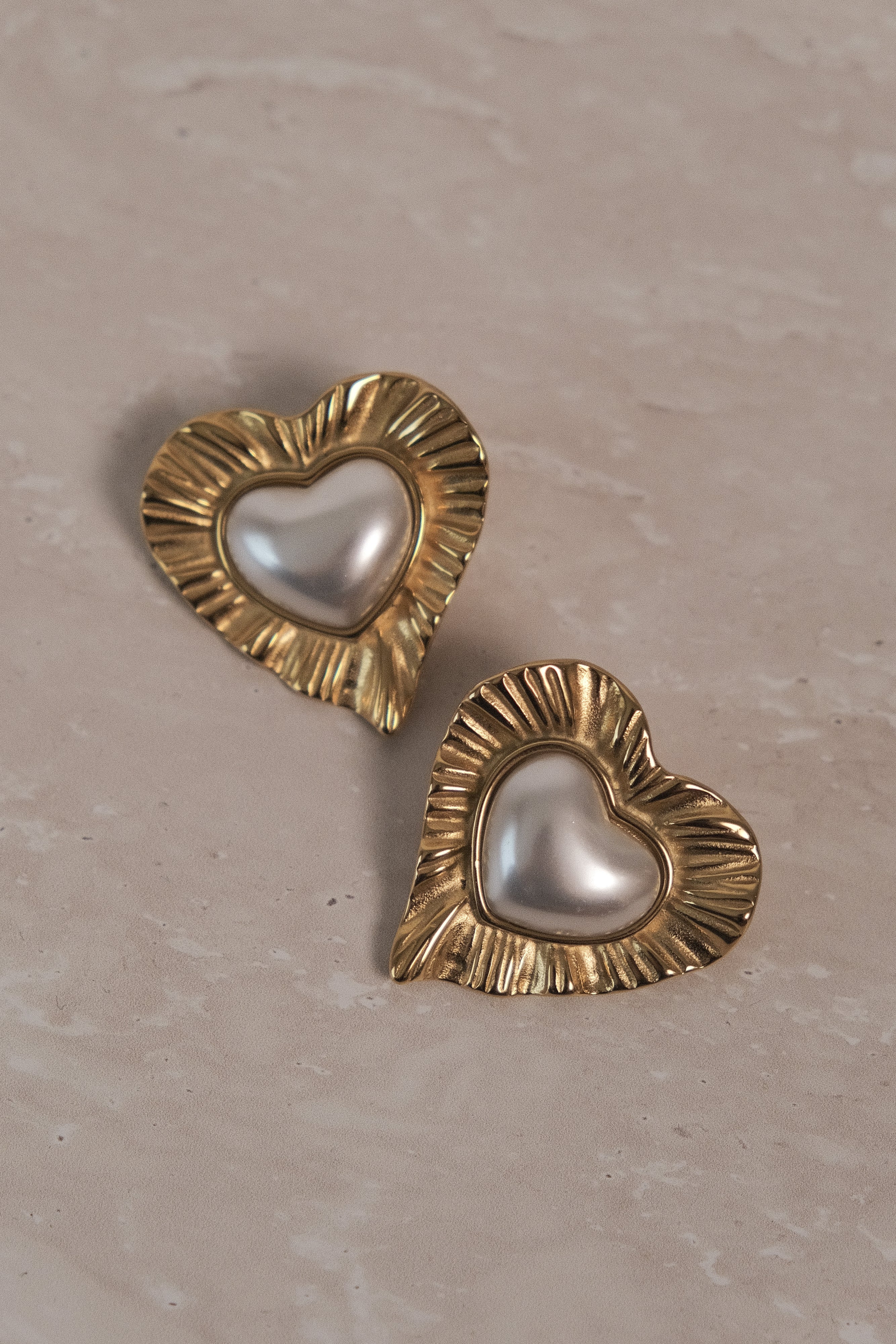 Heart To Heart Pearl Earrings - Gold、mySite、solidvoid