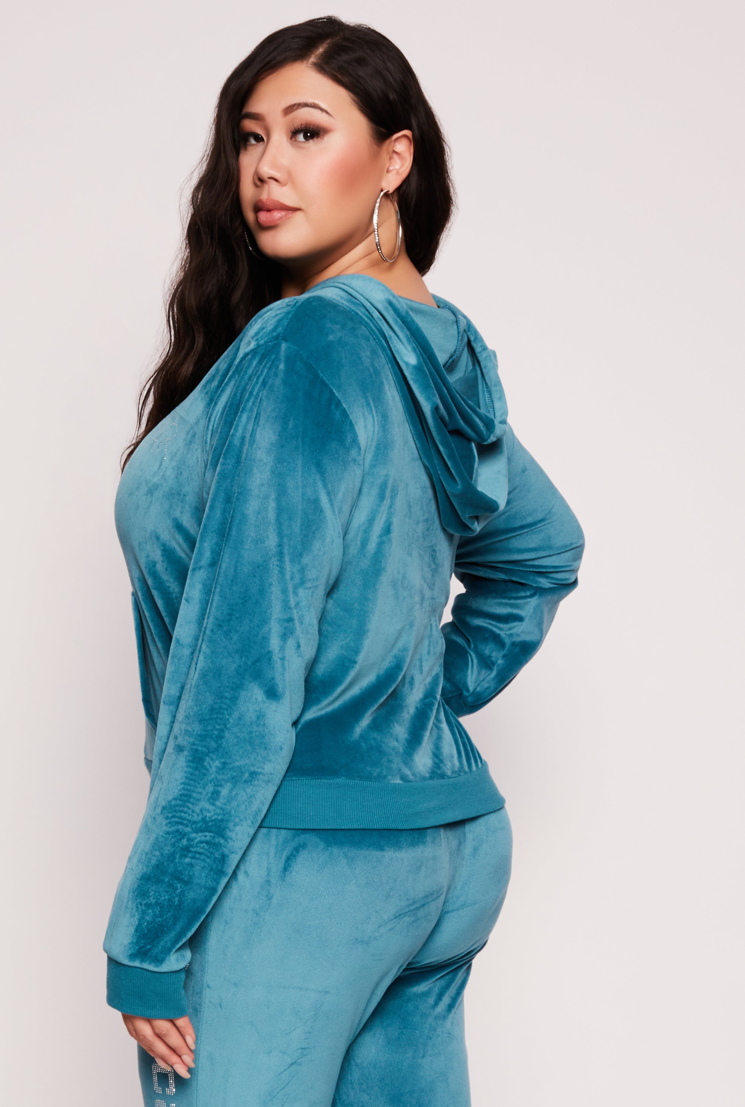 Plus Size Rocawear Rhinestone Velour Hoodie、mySite、camillekostekn