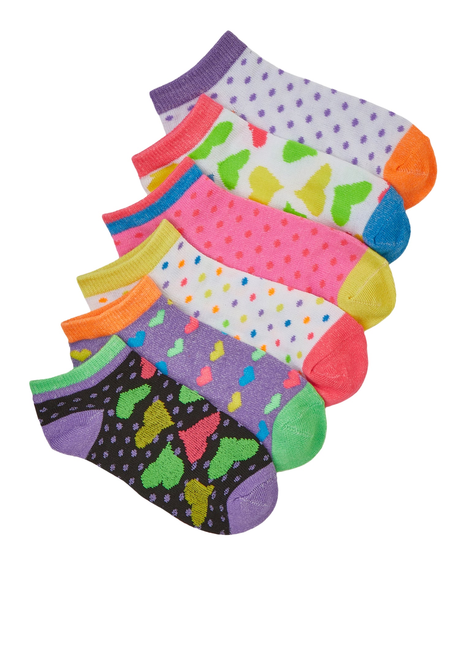 Girls Graphic Print Contrast Socks 6 Pack、mySite、camillekostekn