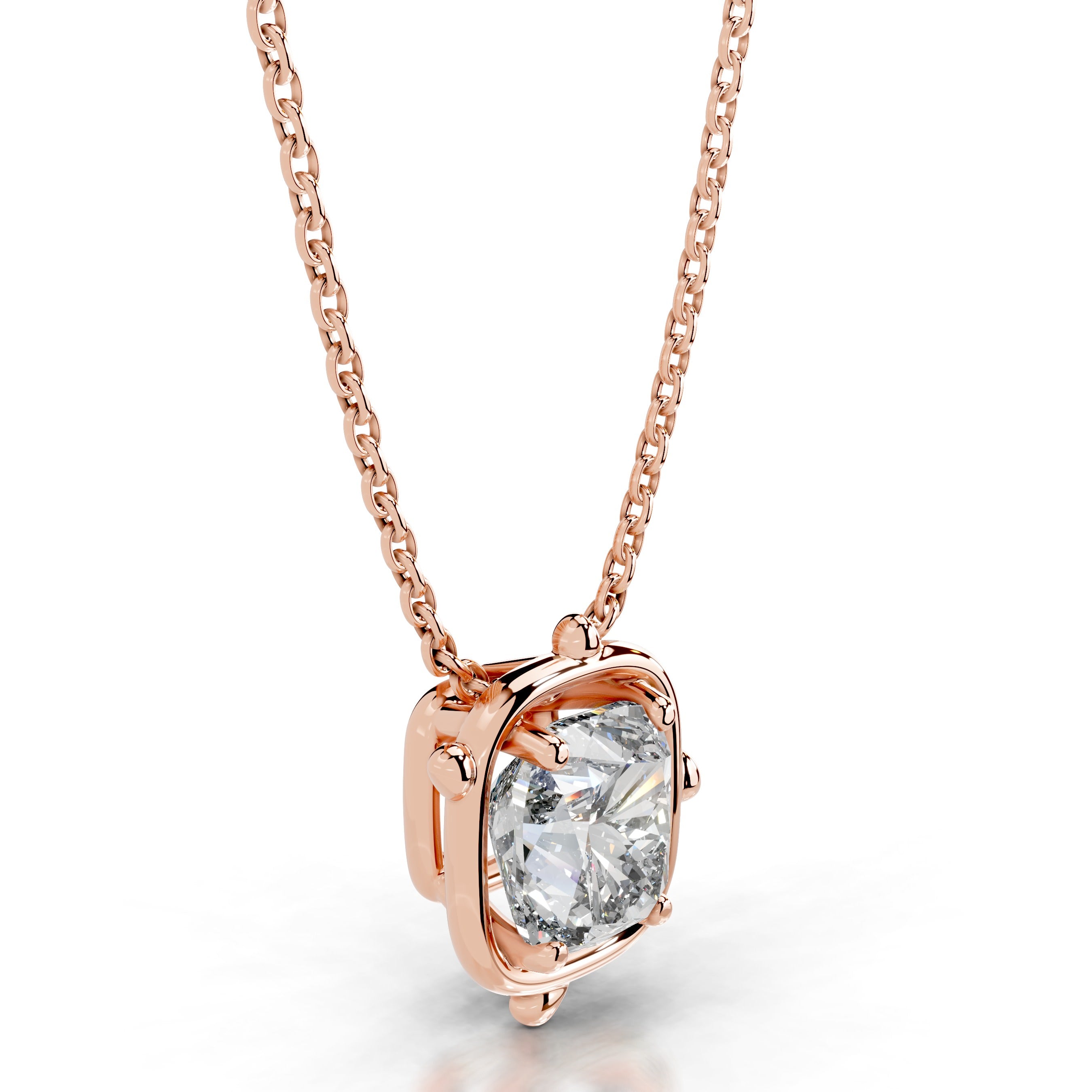Rooted in Love Cushion Lab Grown Diamond Necklace - 14K Rose Gold、mySite、hinf8tx79