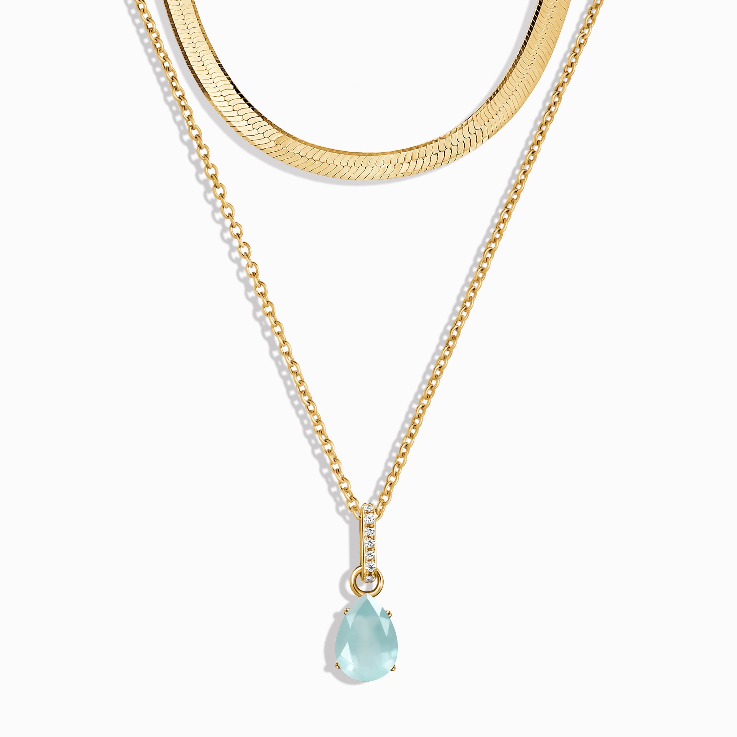 Aquamarine Birthstone Sway Necklace & Herringbone Chain、mySite、hinf8tx79