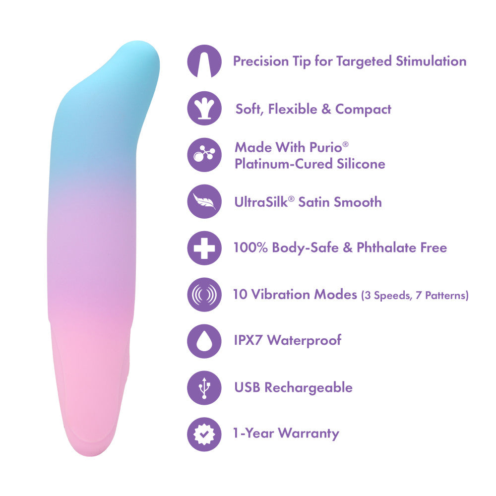 Play With Me by Blush ®| Dolphin Kisses 4.75 Inch Silicone Bullet Vibrator – USB Rechargeable Clitoral Nipple Massager – In Multicolor、mySite、bottomscart
