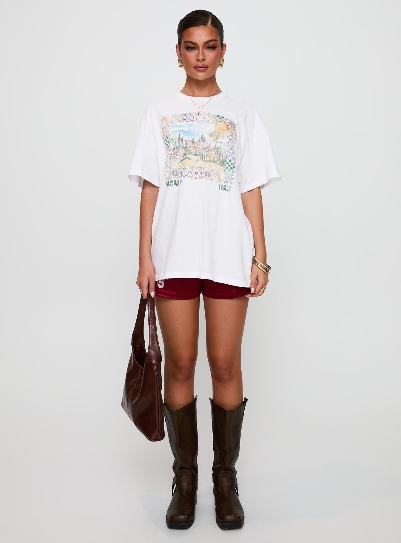 Love From Tuscany Oversized Graphic Top White、mySite、solidvoid