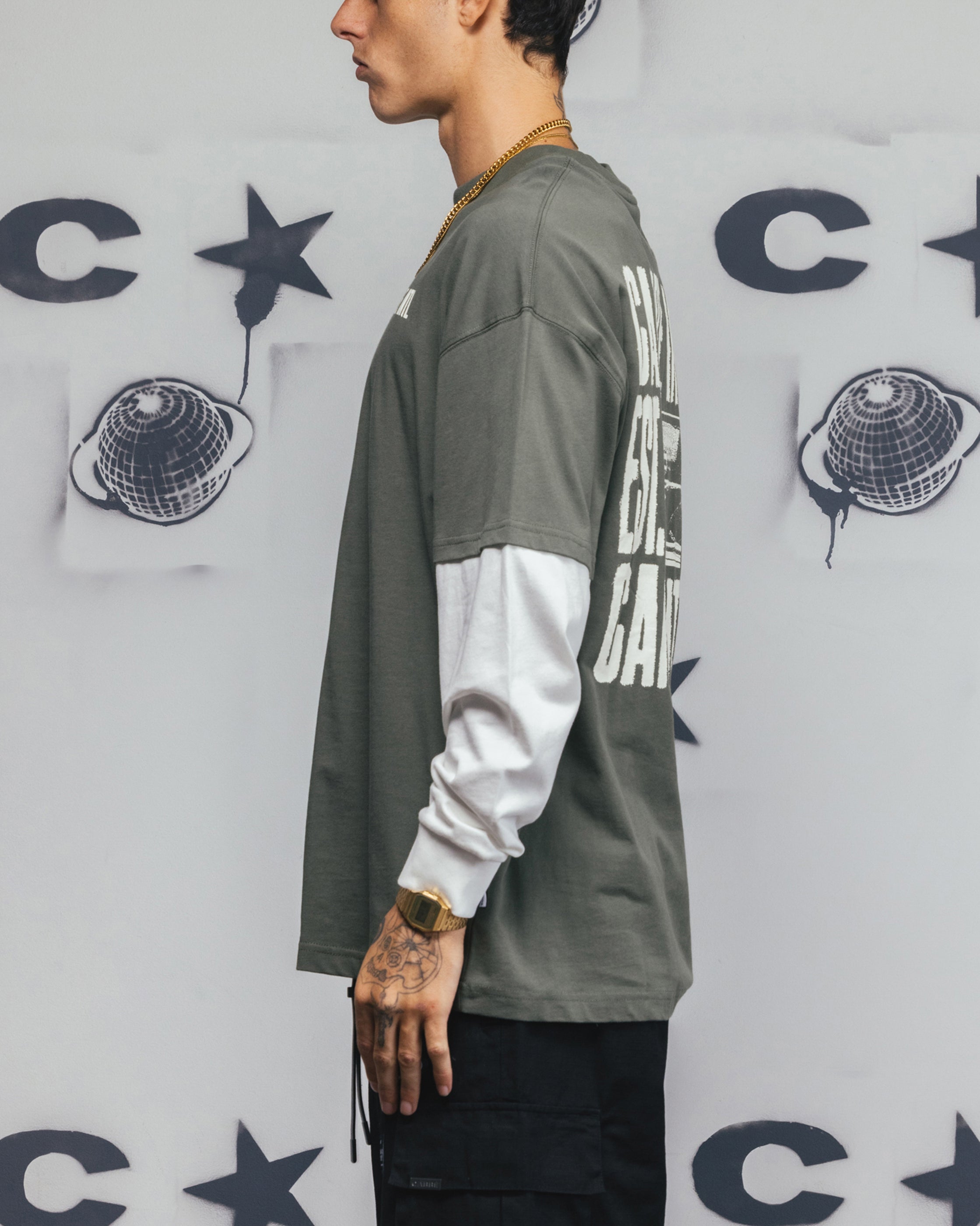 Carre Rear Vision Long Sleeve T-Shirt Green/White、mySite、zt4zffjzw