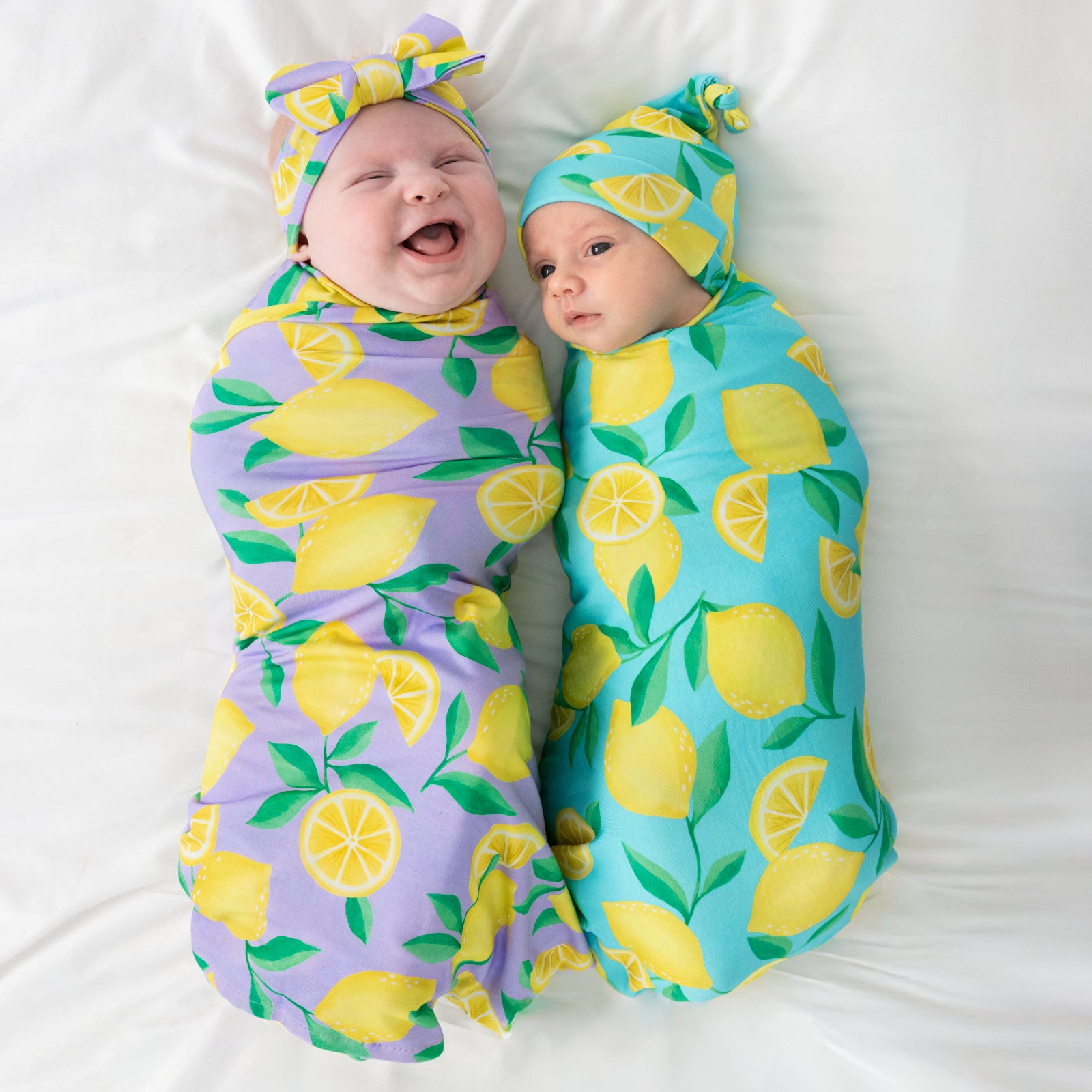Blue Sunny Citrus Swaddle & Hat Set、mySite、g9winljtr