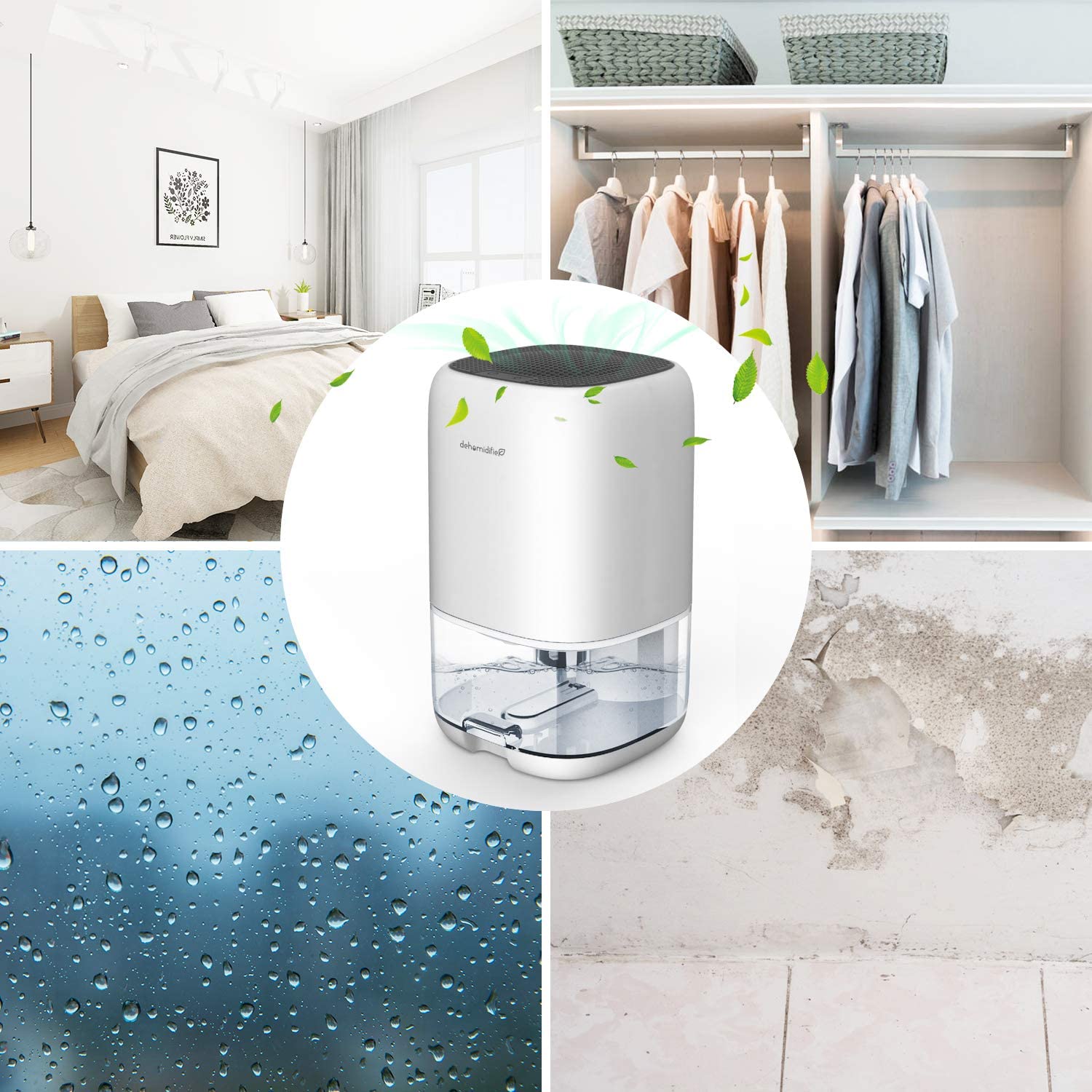 Kloudi Dehumidifier 1000ml Small Dehumidifier Mini Electric Dehumidifier, Air Cleaner, Portable and Compact Ultra Quiet for Home, basements, Bedroom, Bathroom, Garage, Wardrobe, RV、mySite、fannypackpong